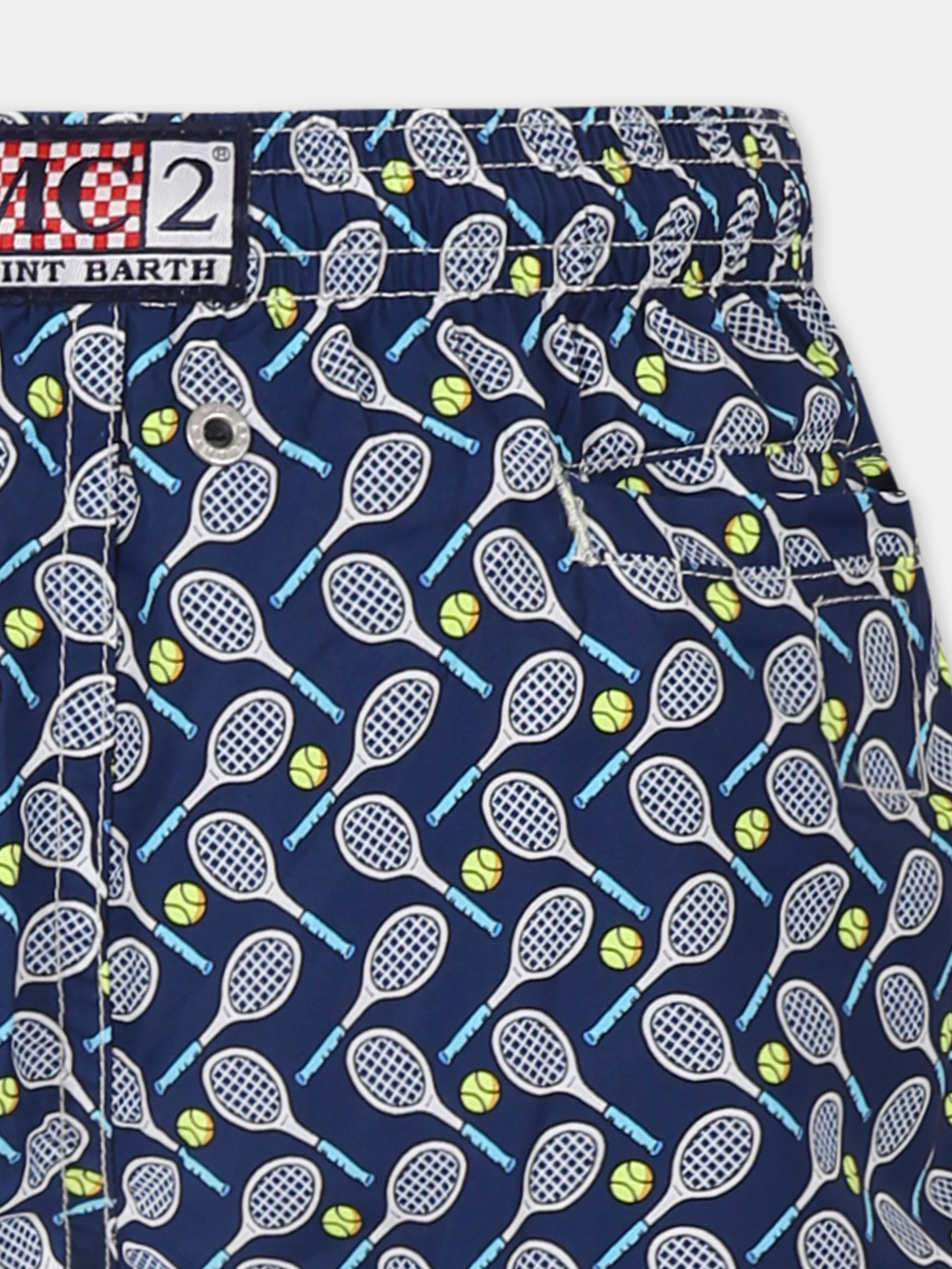 Boxer mare blu per bambino con racchetta da tennis all over,Mc2 Saint Barth,JEA0004 02126H