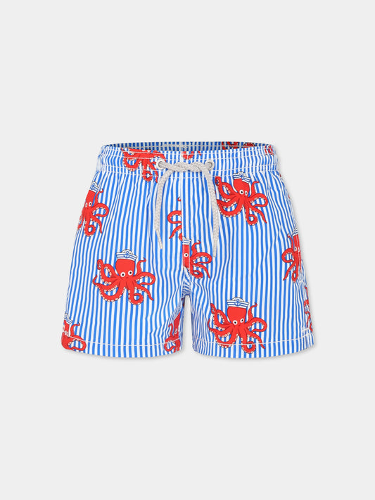 Boxer mare azzurro per bambino con polpo all over,Mc2 Saint Barth,JEA0001 03062H