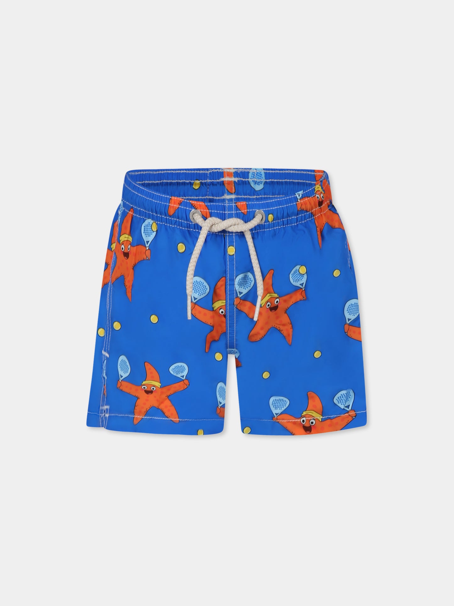 Blue swim shorts for boy with starfish