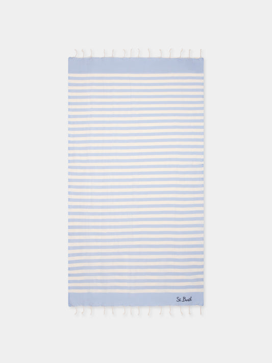 Light blue beach towel for boy with logo