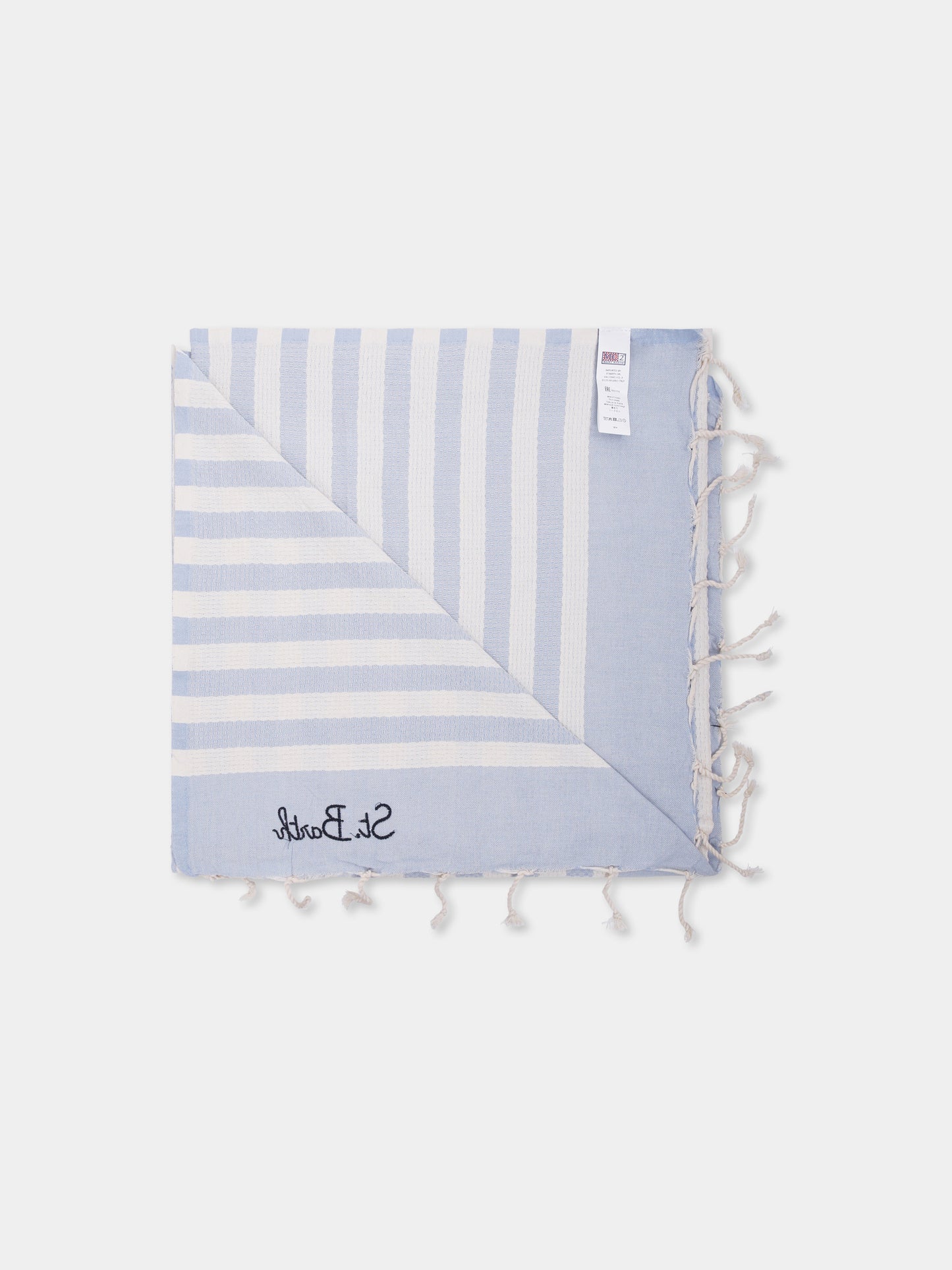 Light blue beach towel for boy with logo