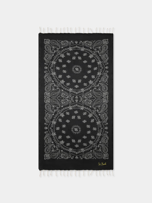 Black beach towel for kids with logo