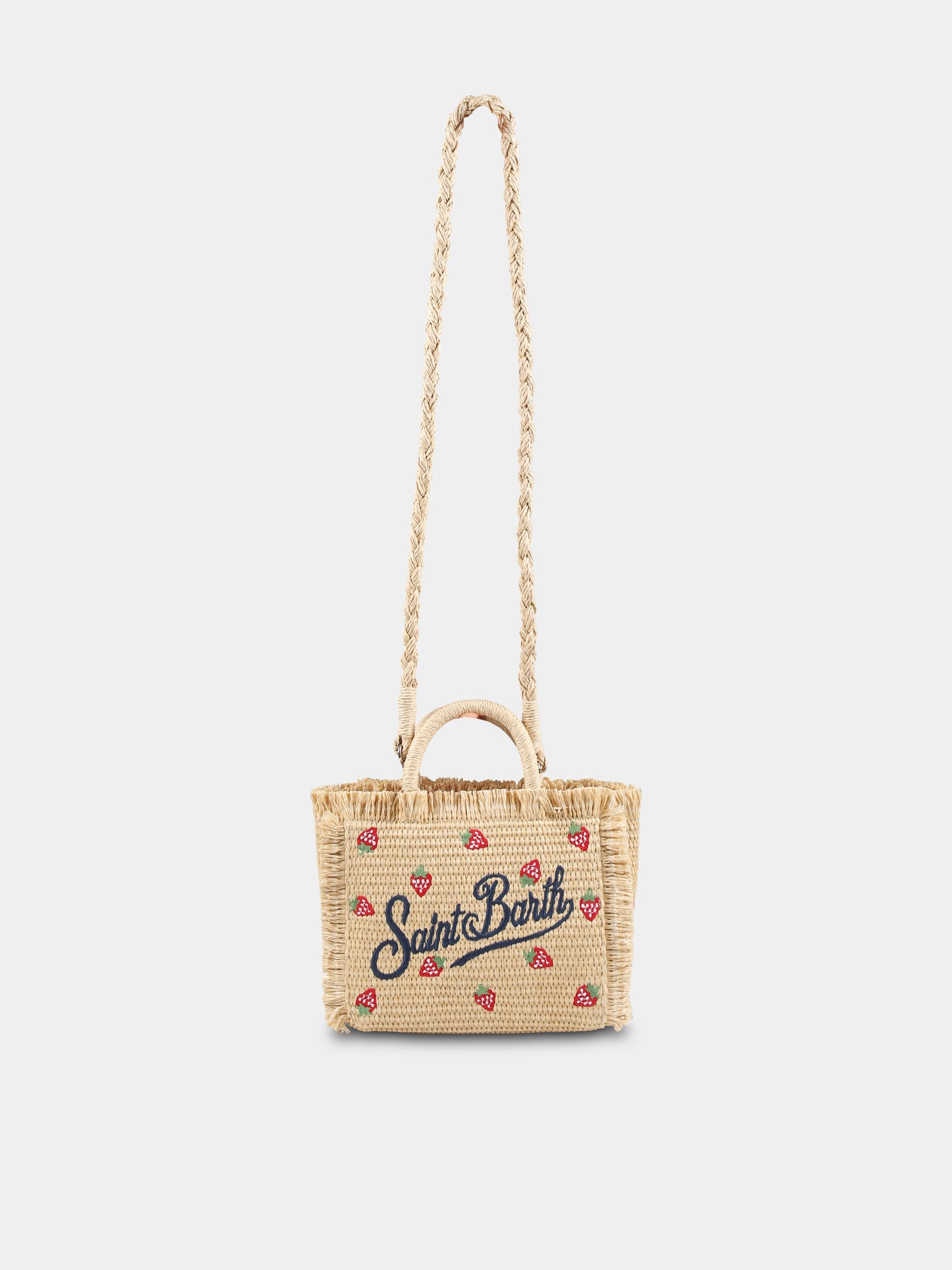 Borsa Vanity Mini beige per bambina con logo e fragole,Mc2 Saint Barth,VAMI009 00180H