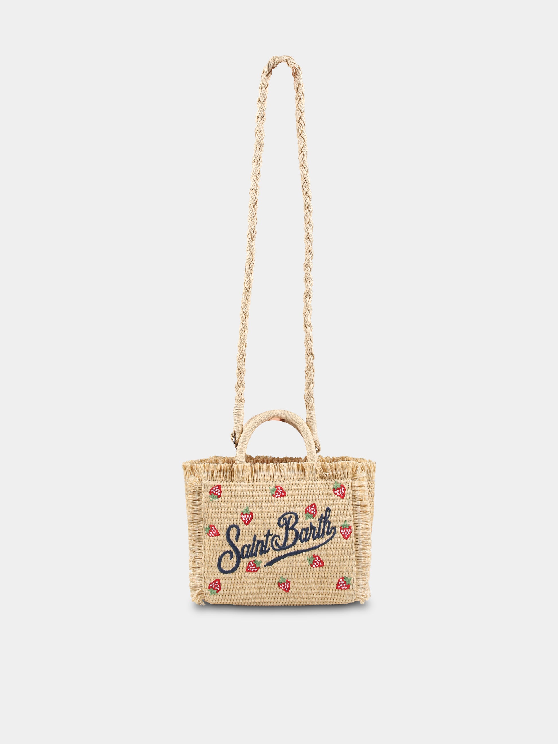 Borsa Vanity Mini beige per bambina con logo e fragole,Mc2 Saint Barth,VAMI009 00180H