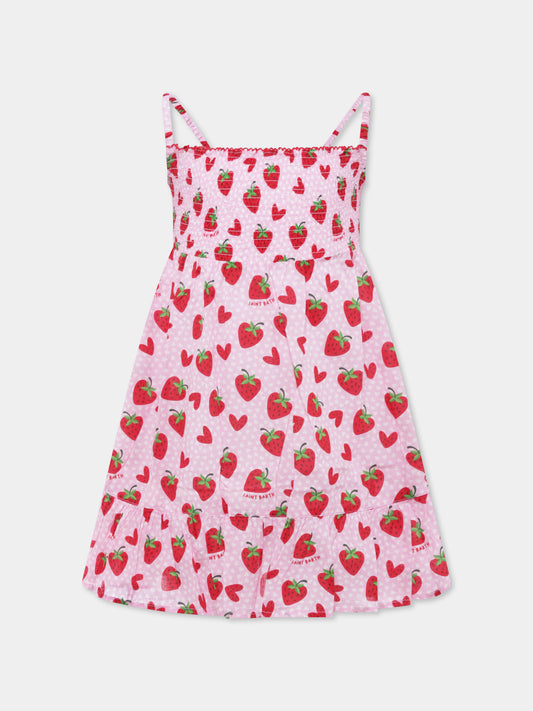 Vestito rosa per bambina con fragole,Mc2 Saint Barth,MKI0001 01321H