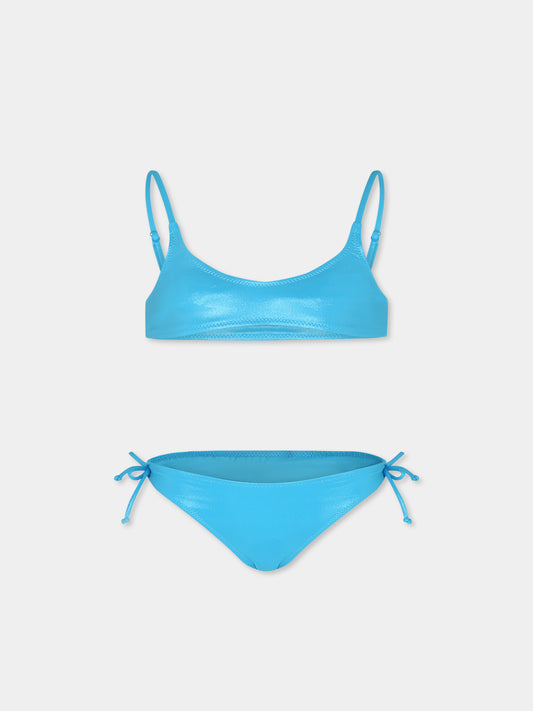 Light blue bikini for girl with logo