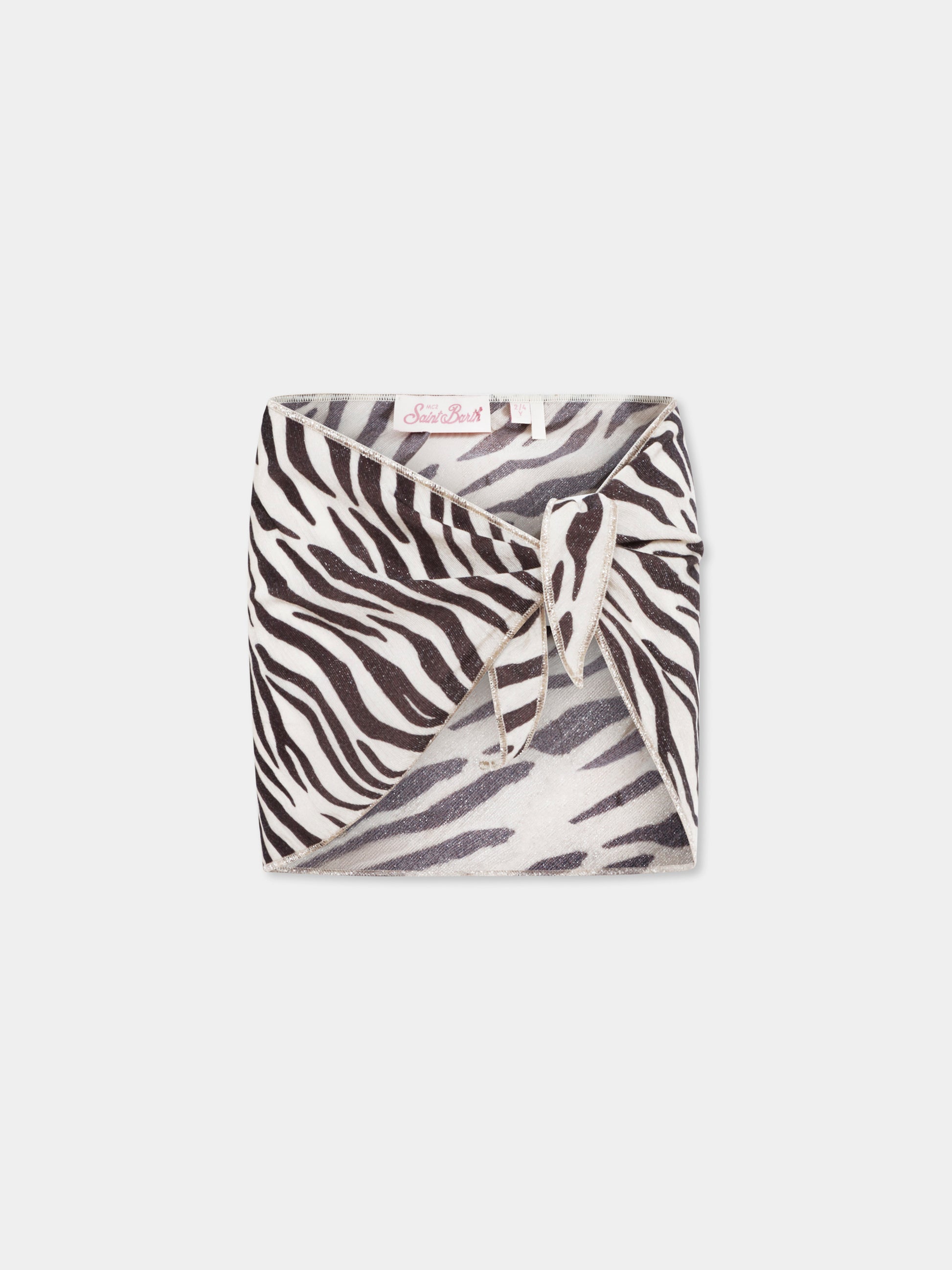 Copricostume beige per bambina con stampa zebrata,Mc2 Saint Barth,SER0003 01444H