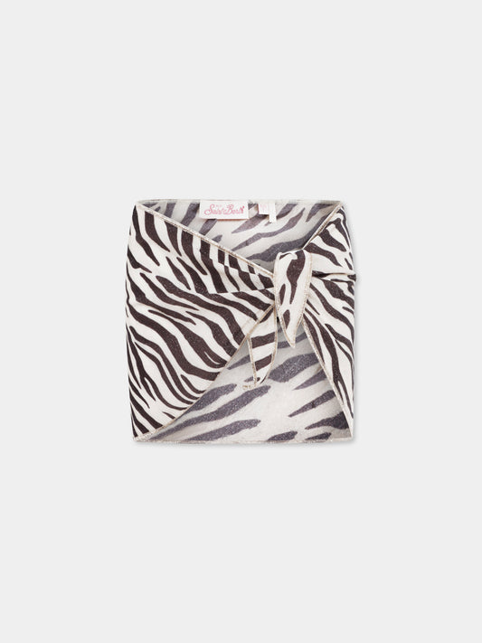 Copricostume beige per bambina con stampa zebrata,Mc2 Saint Barth,SER0003 01444H