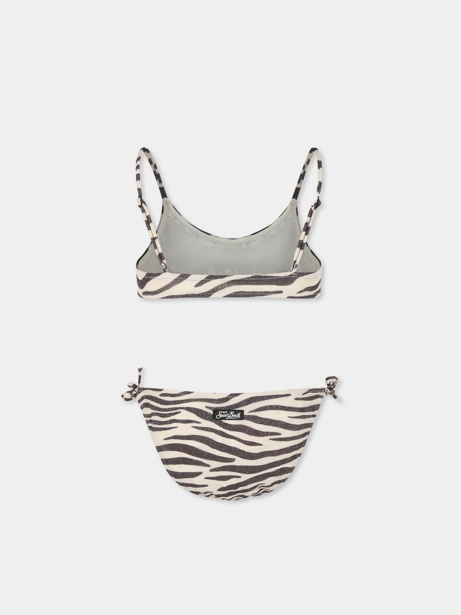 Bikini beige per bambina con stampa zebrata,Mc2 Saint Barth,PALO002 01444H