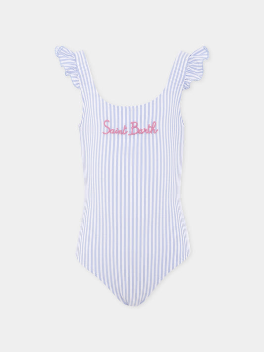 Costume intero celeste per bambina con logo,Mc2 Saint Barth,TILD0001 04264H