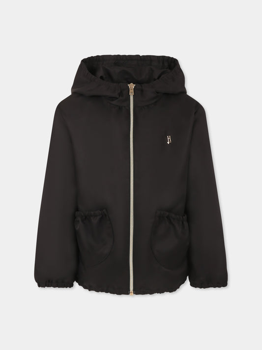 Giacca a vento nera per bambina con logo,Herno Kids,GI000094G 12541 9300