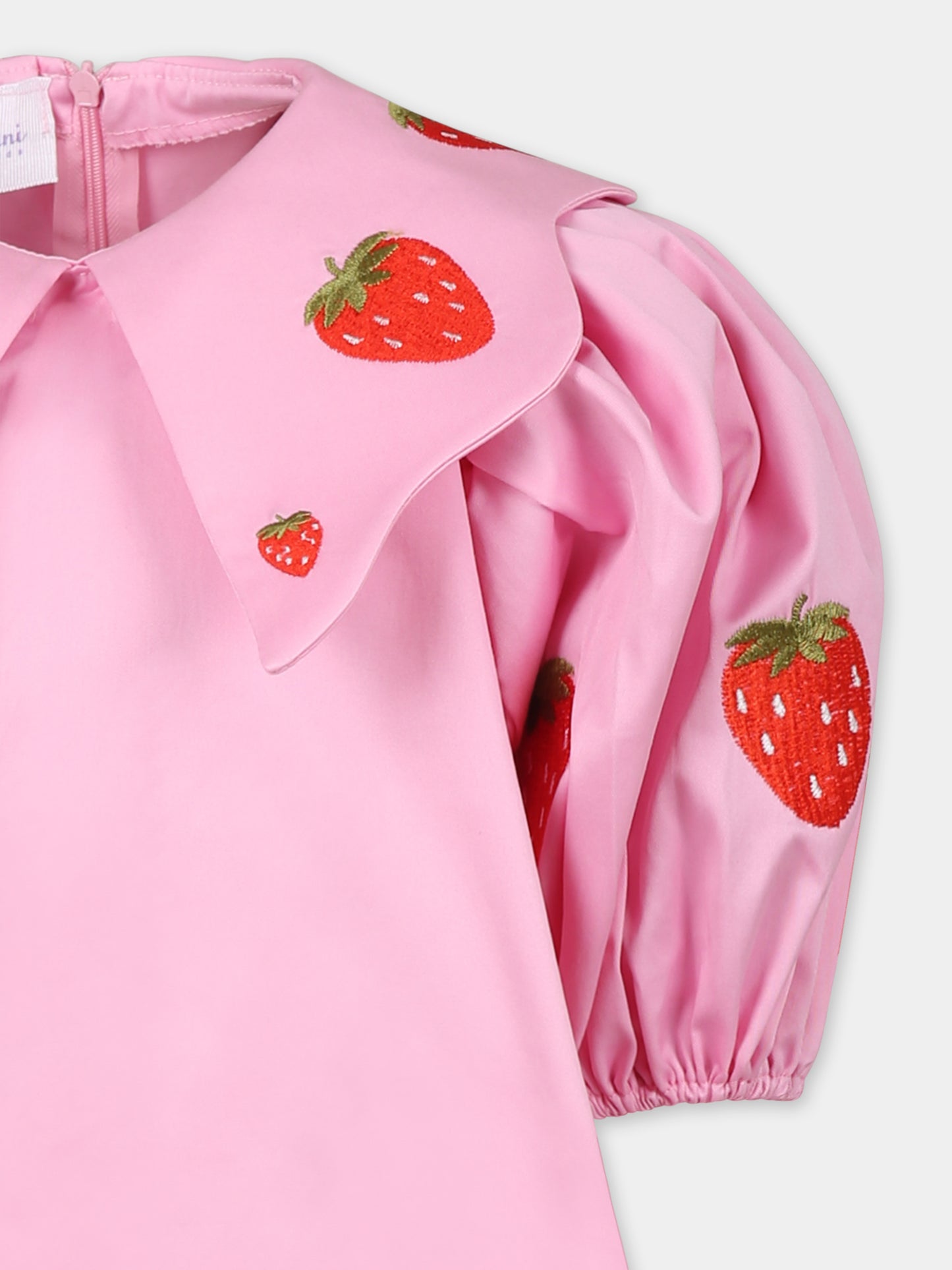 Vestito rosa per bambina con fragole,Pangolini Kids,STRAWBERRY PINK