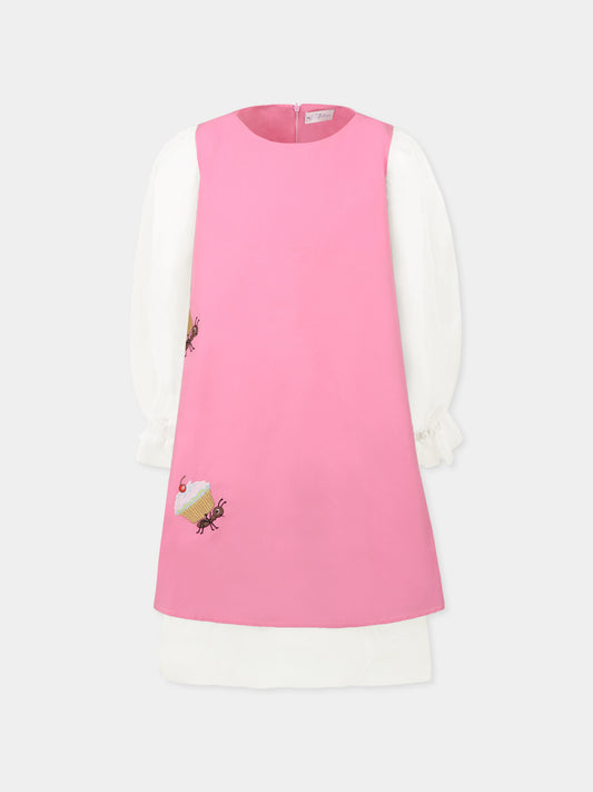 Vestito rosa per bambina con cupcake,Pangolini Kids,CUPCAKE PINK