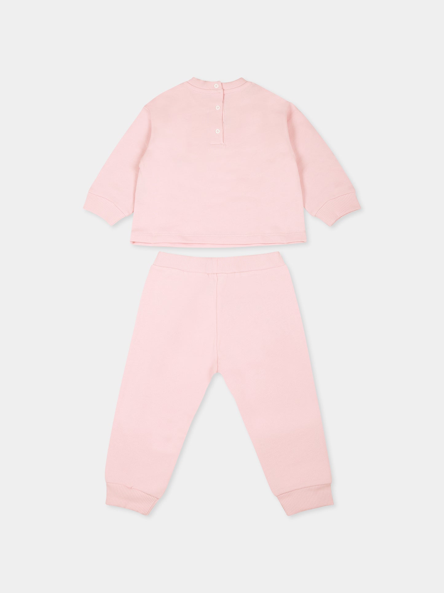 Pink suit for baby girl with logo