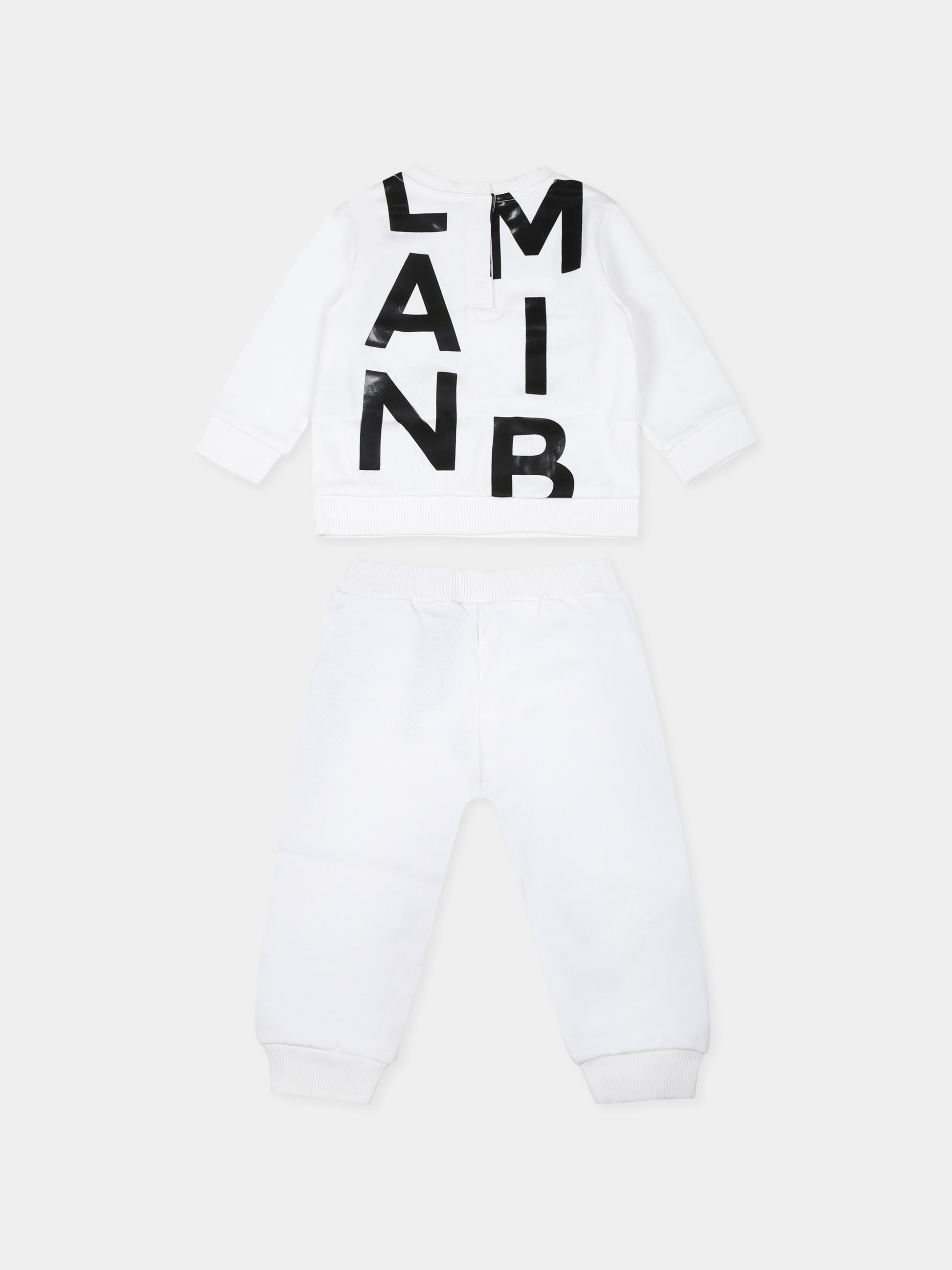 Completo bianco per neonati con logo,Balmain Kids,BU3630 Z1753 100