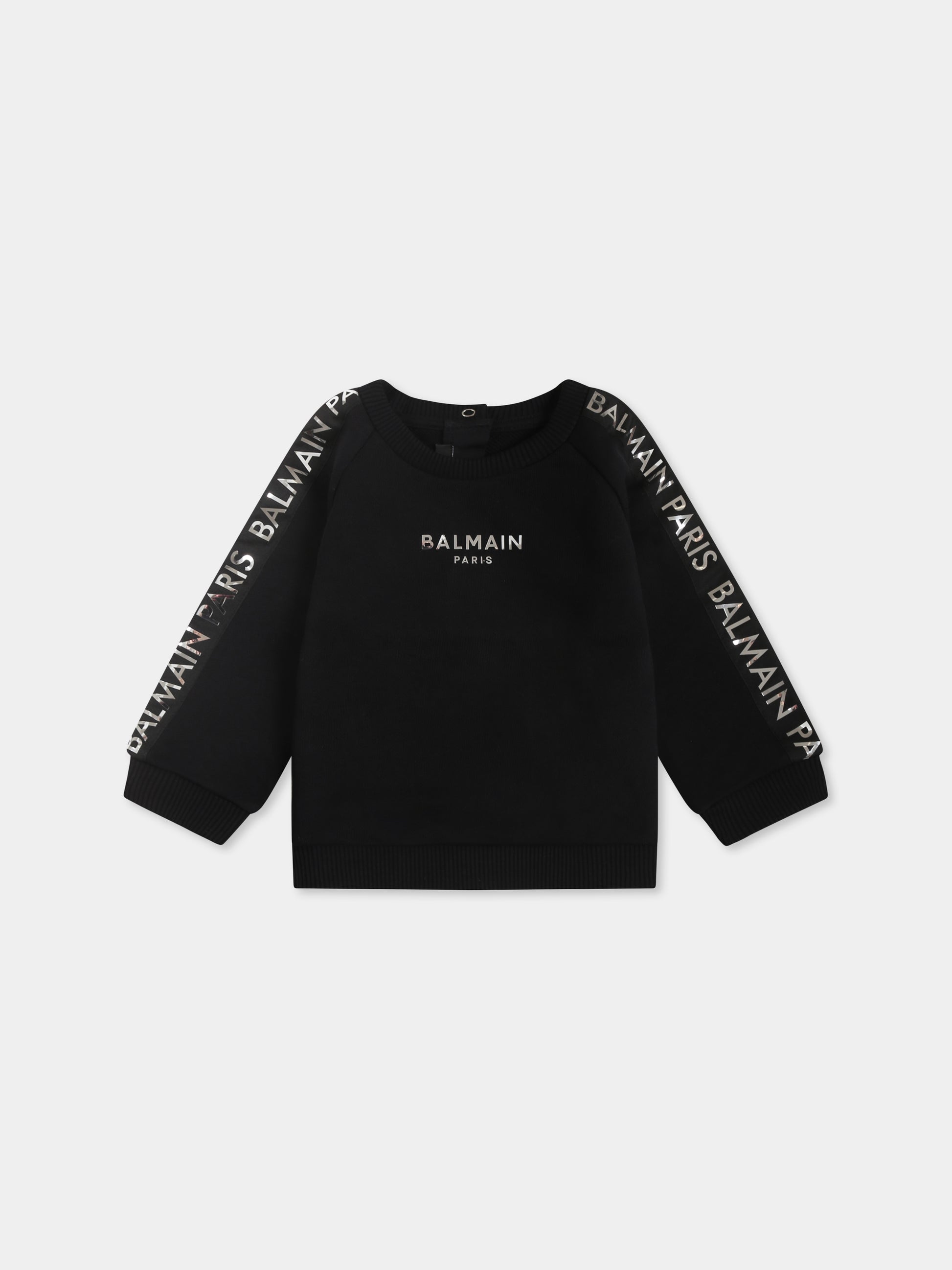 Felpa nera per neonati con logo,Balmain Kids,BU4500 Z1753 930AG