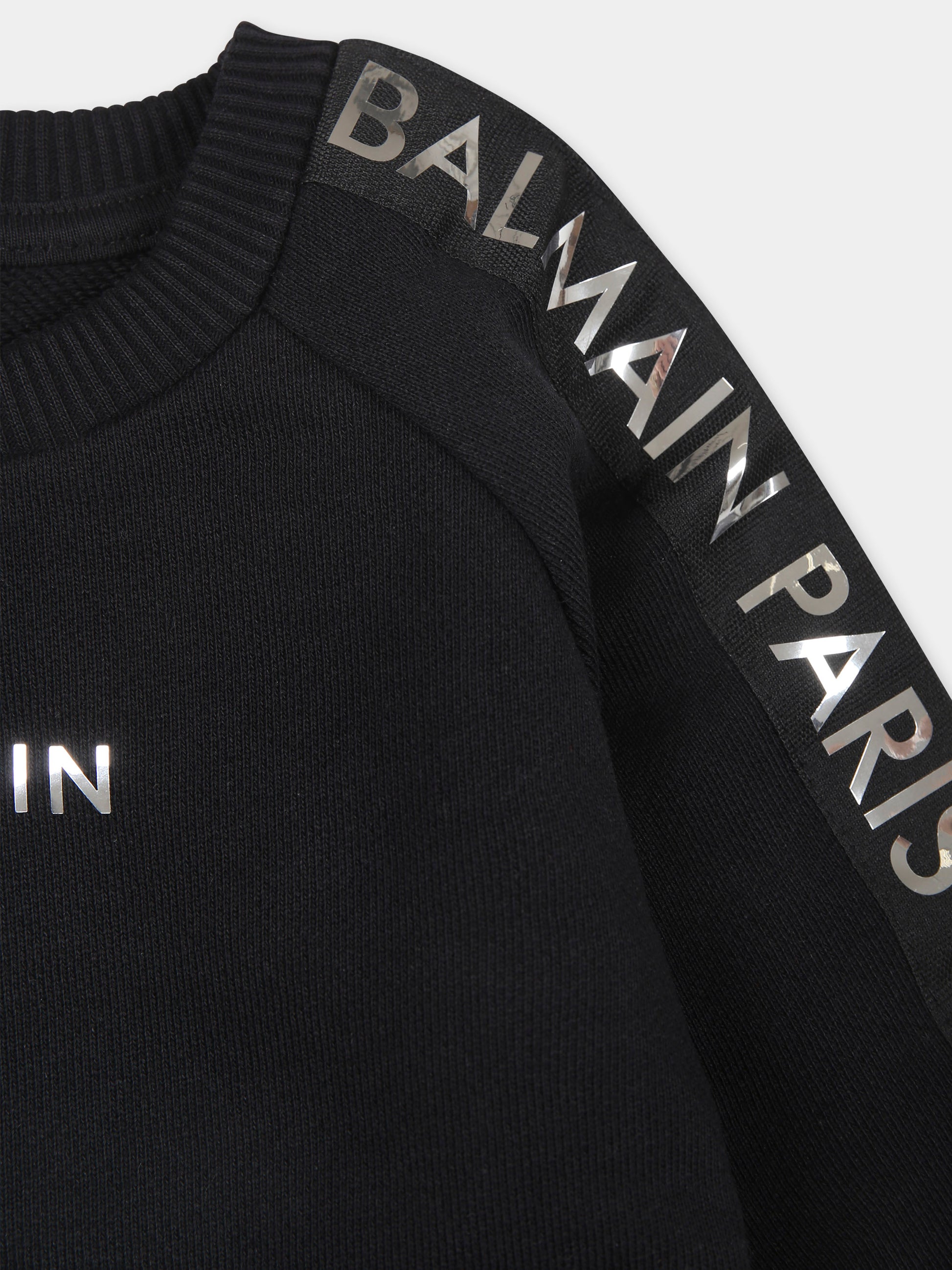 Felpa nera per neonati con logo,Balmain Kids,BU4500 Z1753 930AG