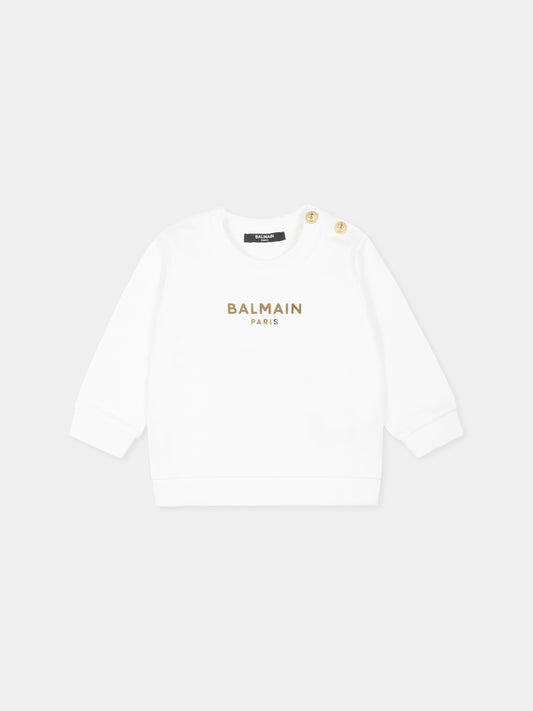 White sweatshirt for babykids with logo