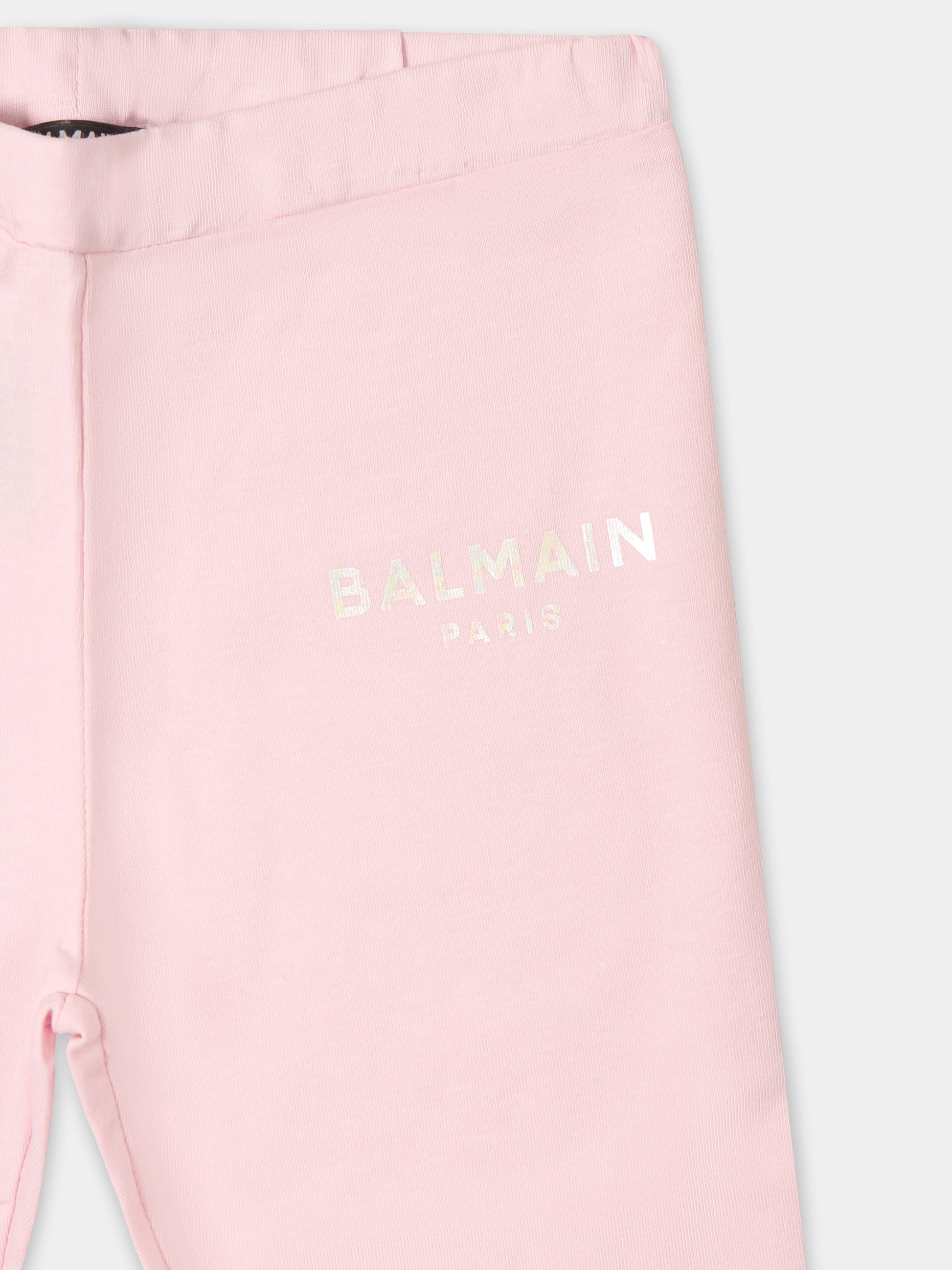 Leggings rosa per neonata con logo,Balmain Kids,BU6030 Z1883 540