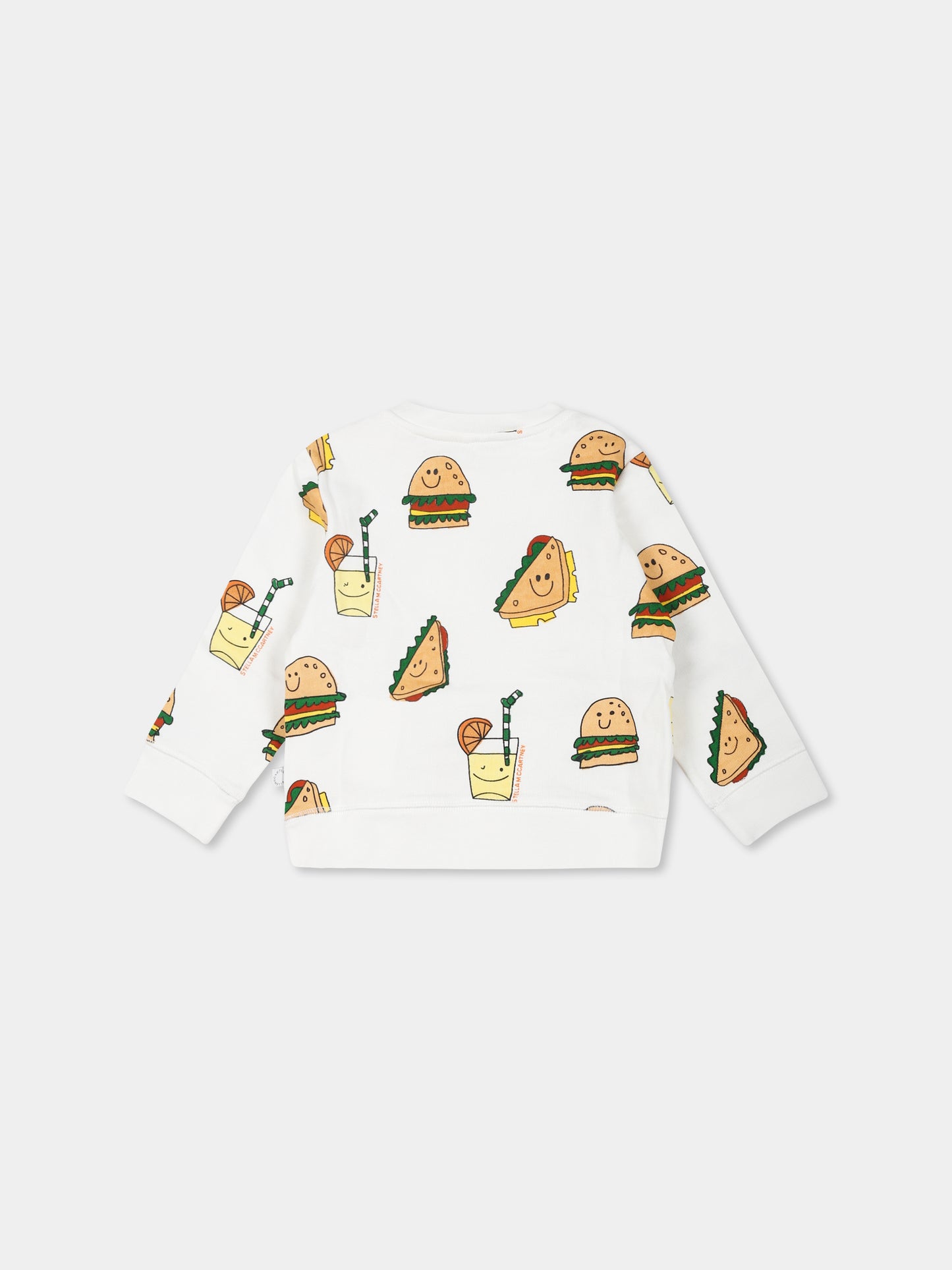 Felpa avorio per neonato con stampa hamburger,Stella Mccartney Kids,TU4620 Z1799 101MC