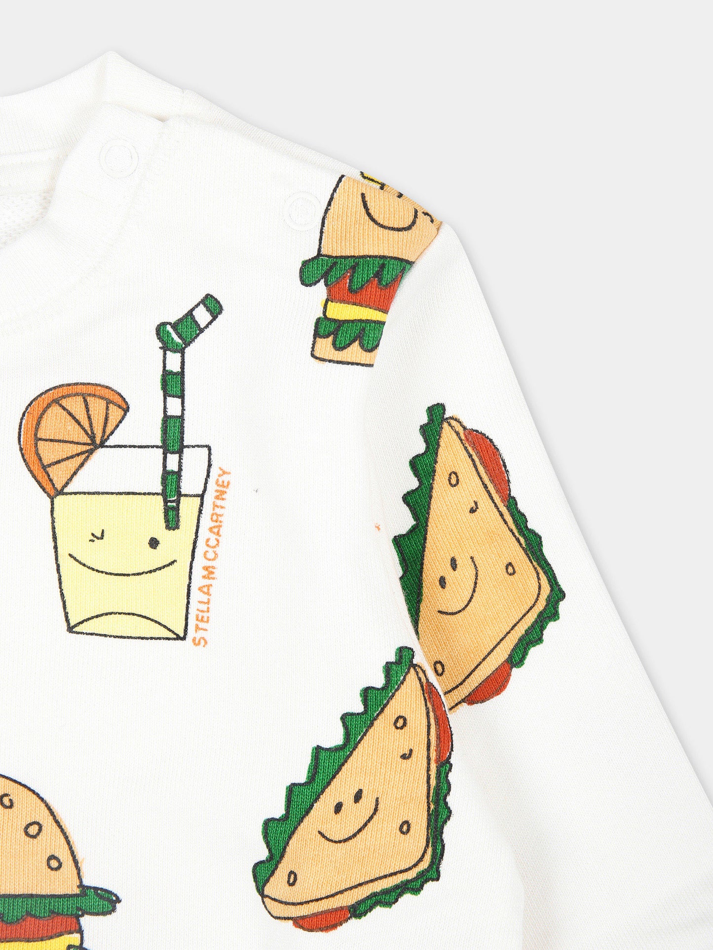 Felpa avorio per neonato con stampa hamburger,Stella Mccartney Kids,TU4620 Z1799 101MC