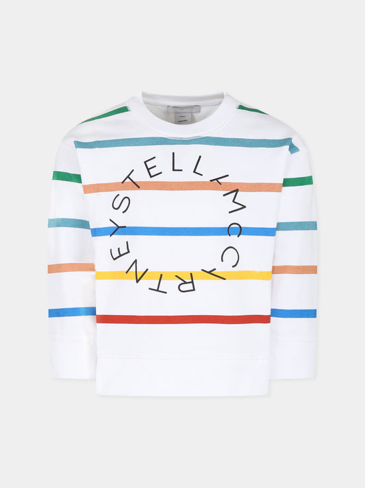Felpa bianca per bambino con logo,Stella Mccartney Kids,TU4Q10 Z1741 100MC