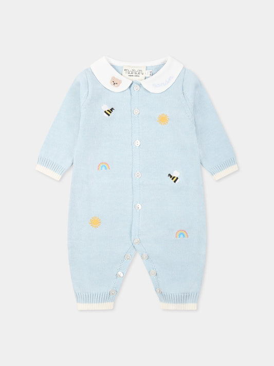 Light blue babygrow for baby boy with bees