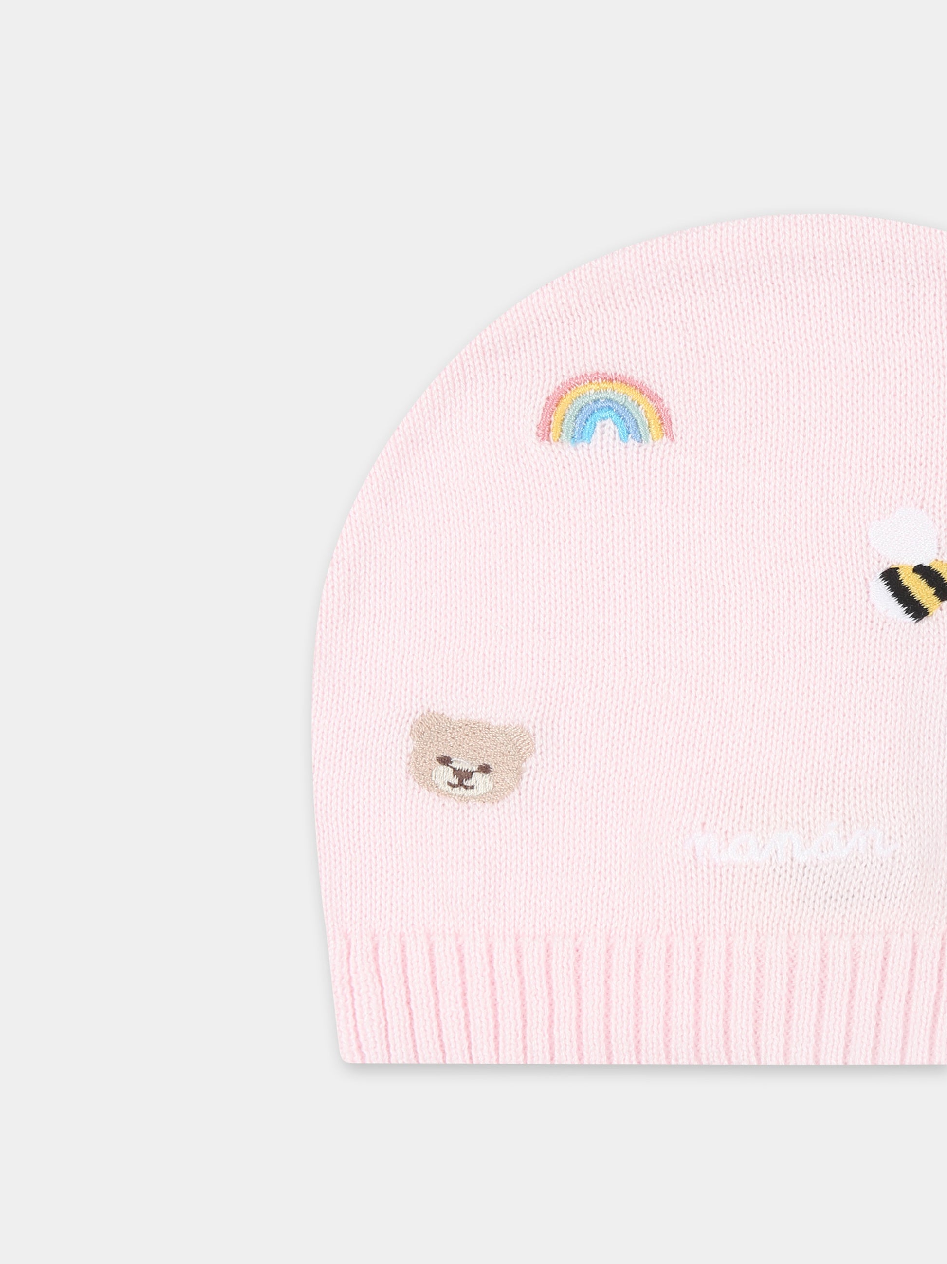 Cappello rosa per neonata con ape e arcobaleno,Nanán,E25006R