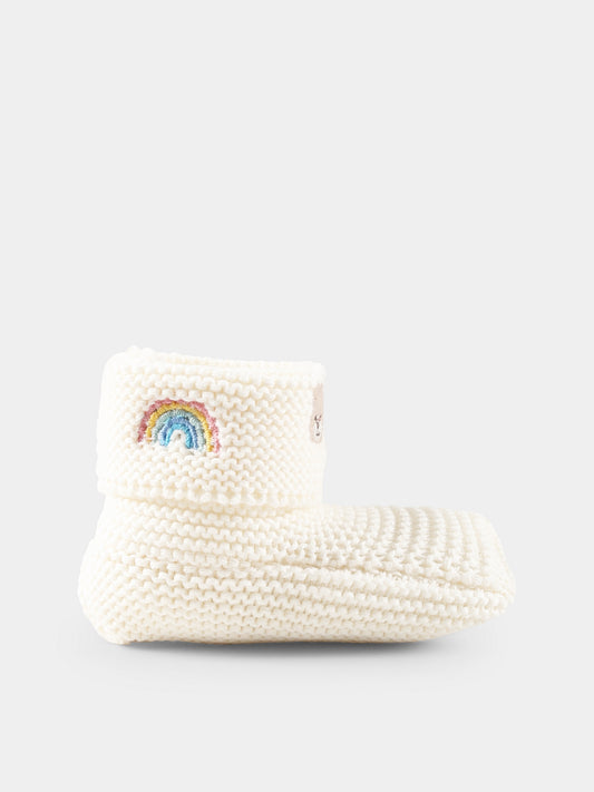 Ivory slippers for babykids with bees