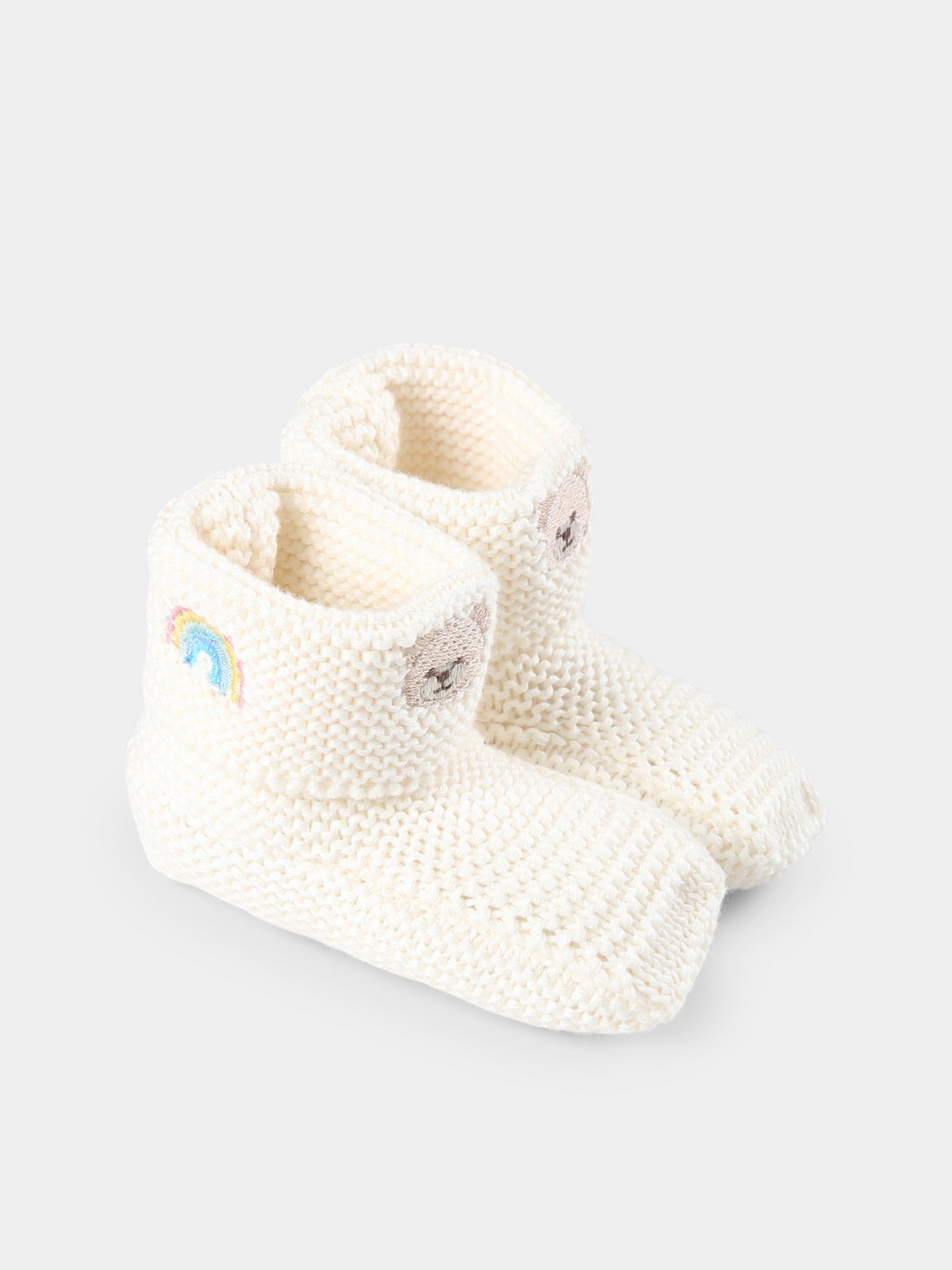 Ivory slippers for babykids with bees
