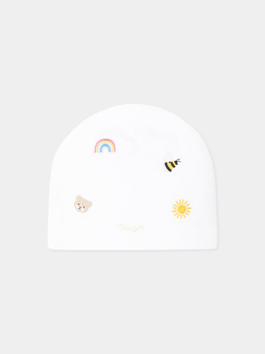 Cappello bianco per neonati con ape,Nanán,E25014B