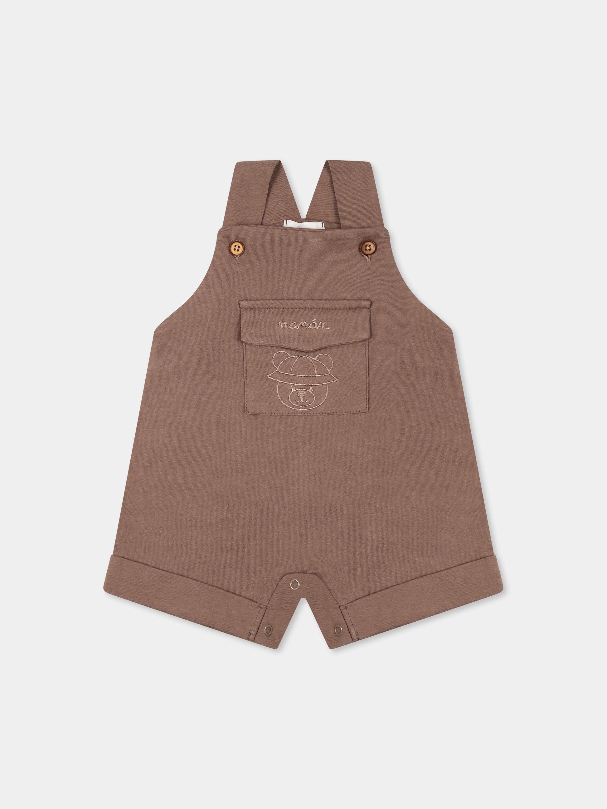 Salopette marrone per neonato con orsetto,Nanán,E25104M
