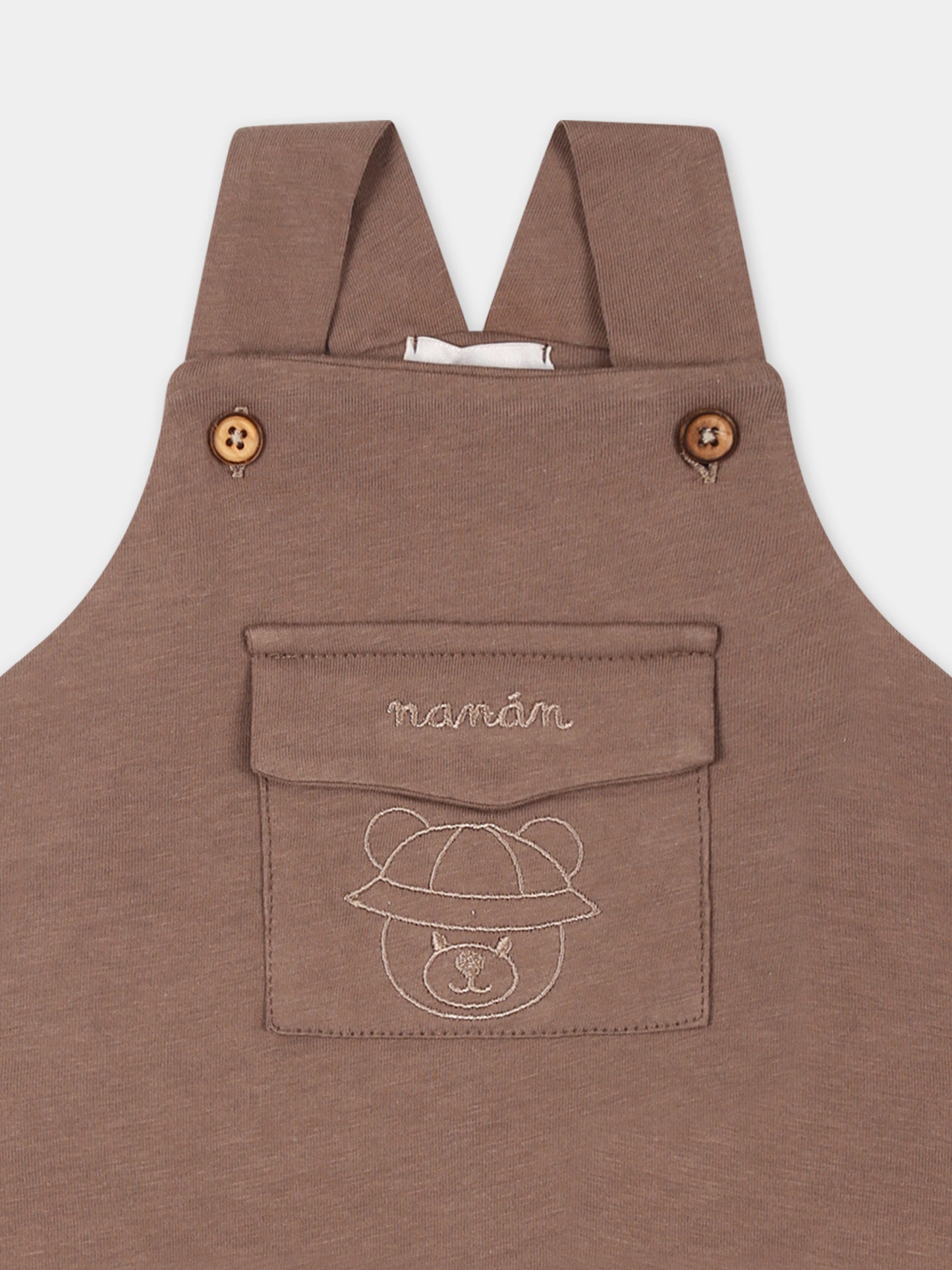 Salopette marrone per neonato con orsetto,Nanán,E25104M
