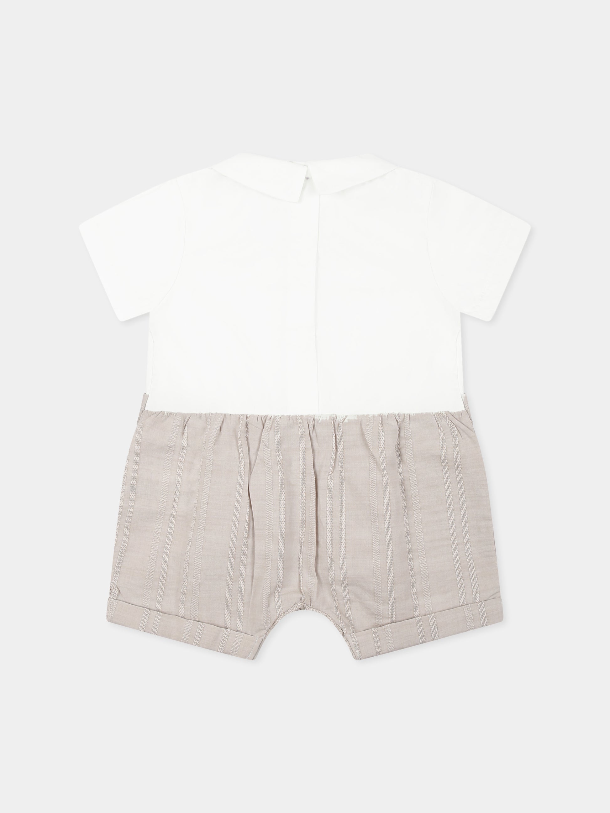 Pagliaccetto beige per neonato con logo,Nanán,E25211BE