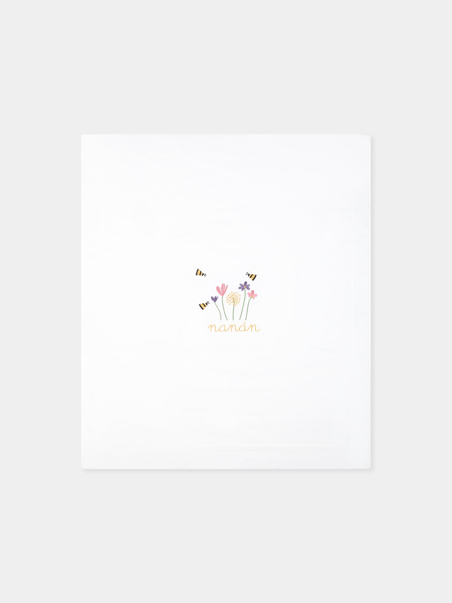 Coperta bianca per neonata con api e fiori,Nanán,E25408B