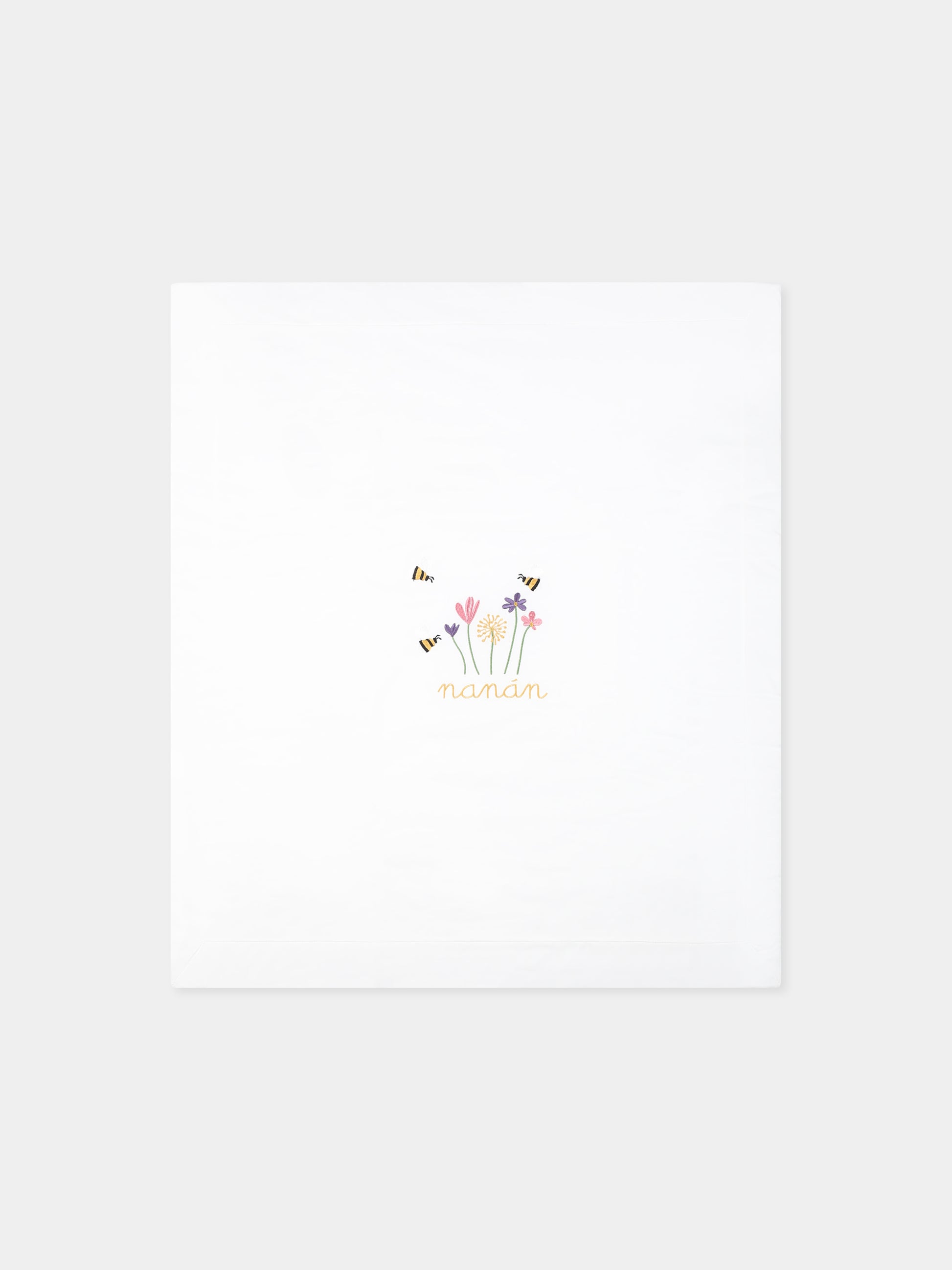 Coperta bianca per neonata con api e fiori,Nanán,E25408B