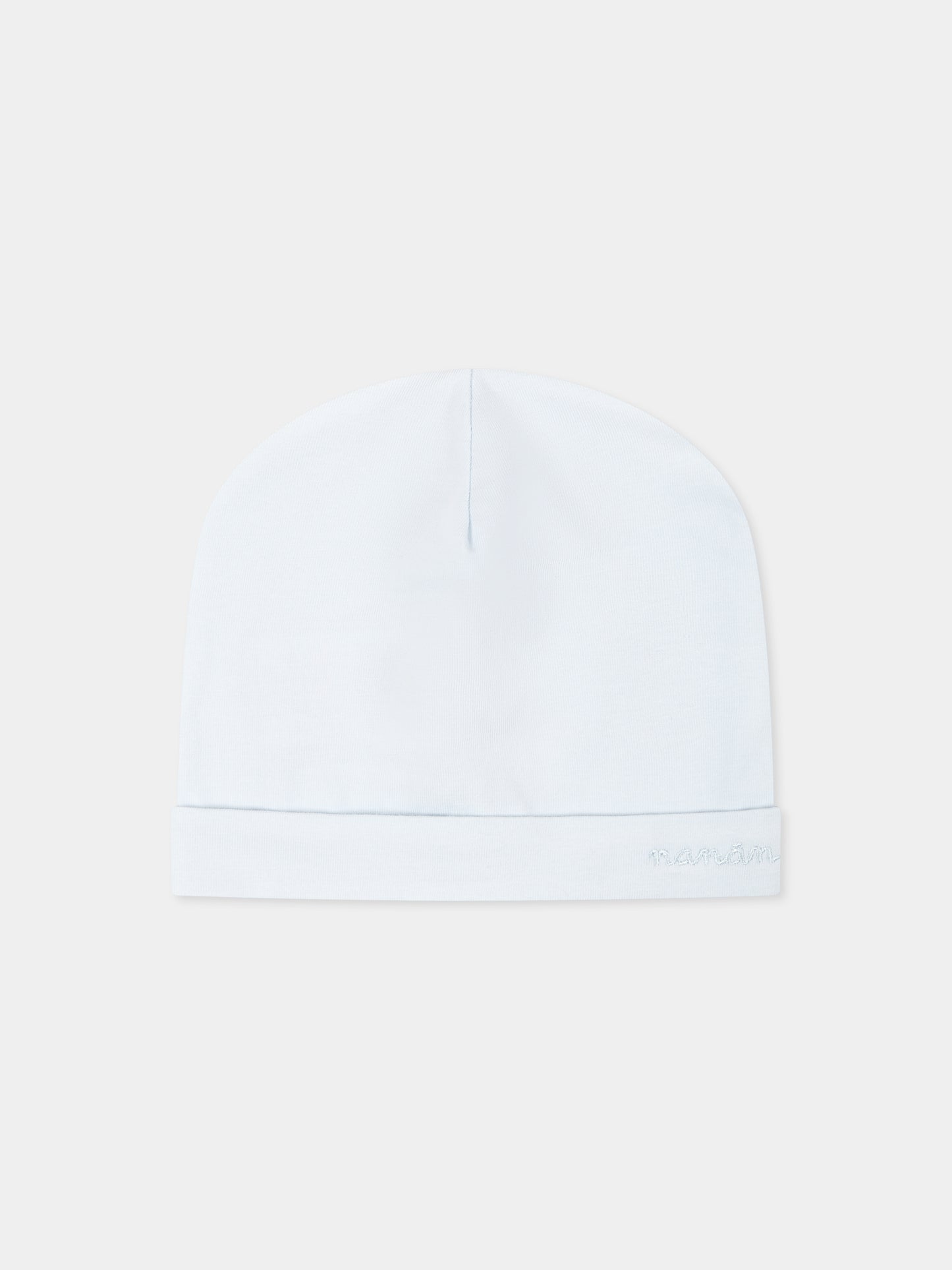 Light blue hat for baby boy with logo