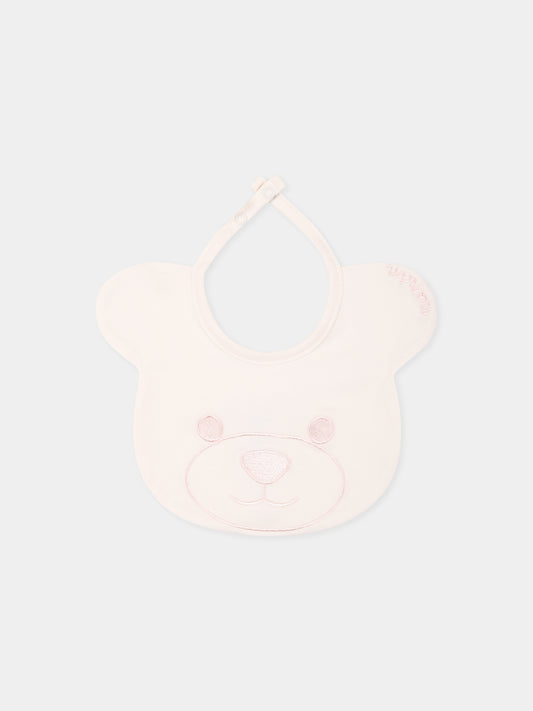 Pink bib for baby girl with bear