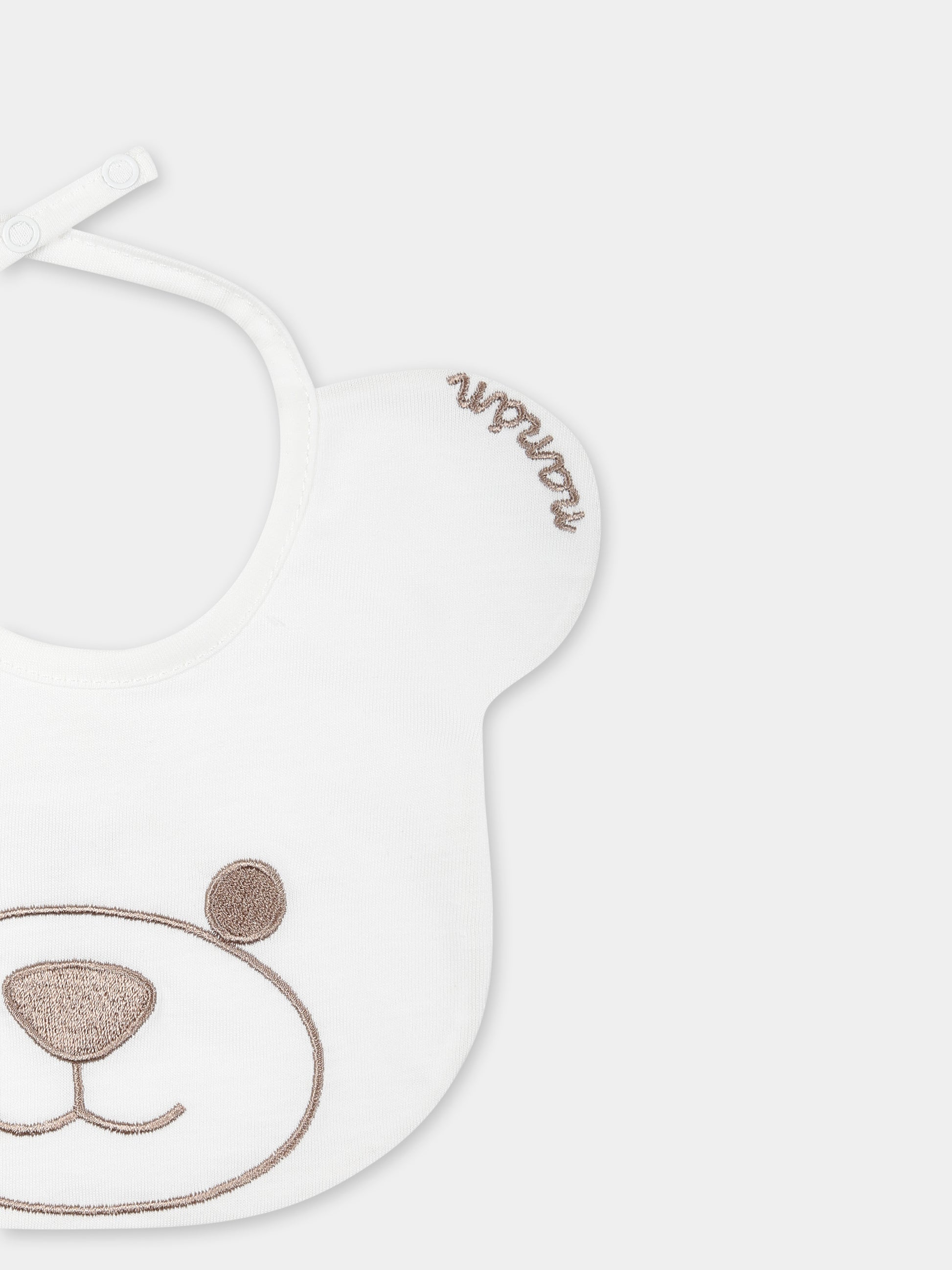 Bavaglino bianco per neonati con orso,Nanán,E25110B