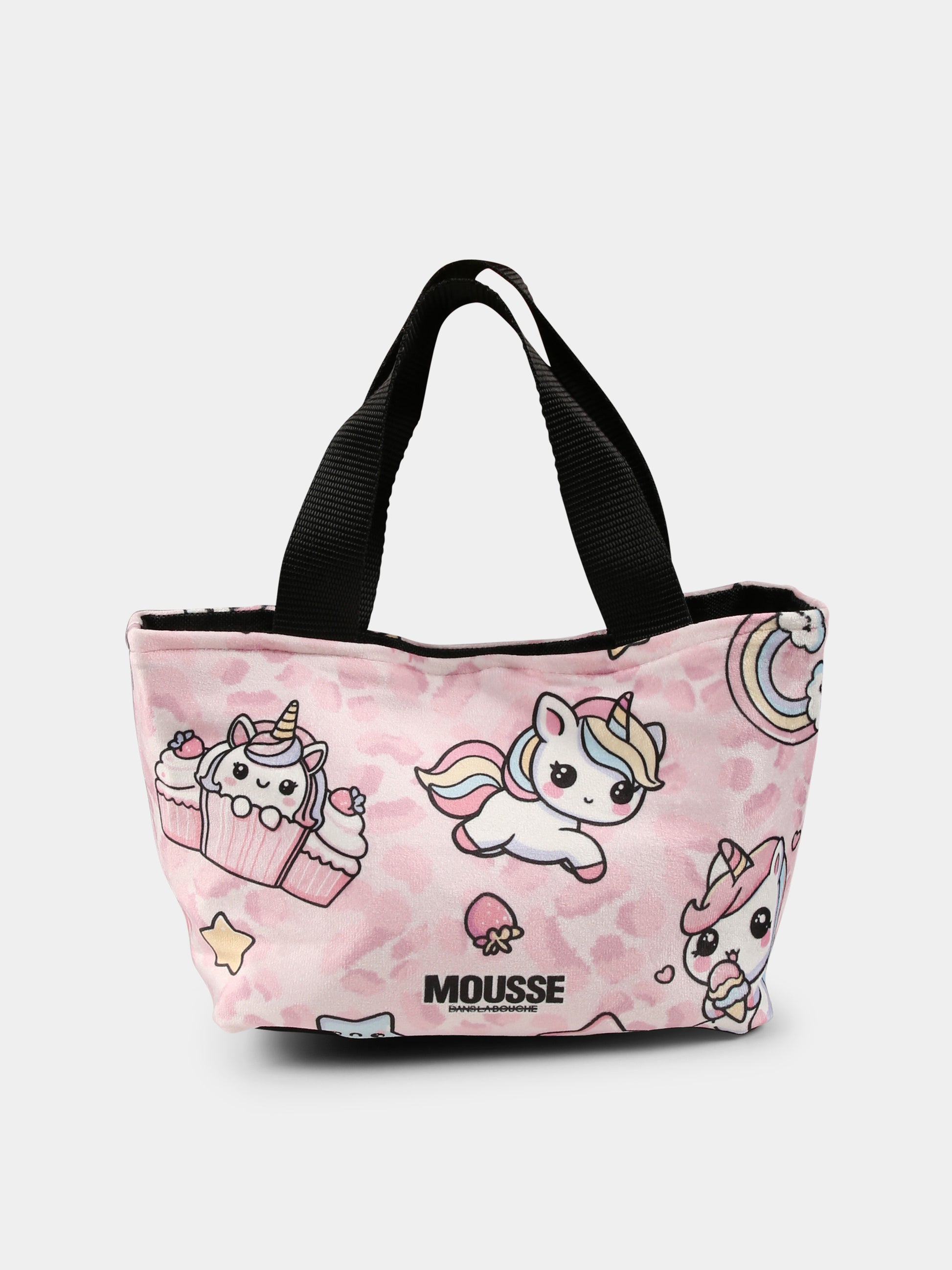 Borsa rosa per bambina con unicorno all over,Mousse Kids,SKLB372