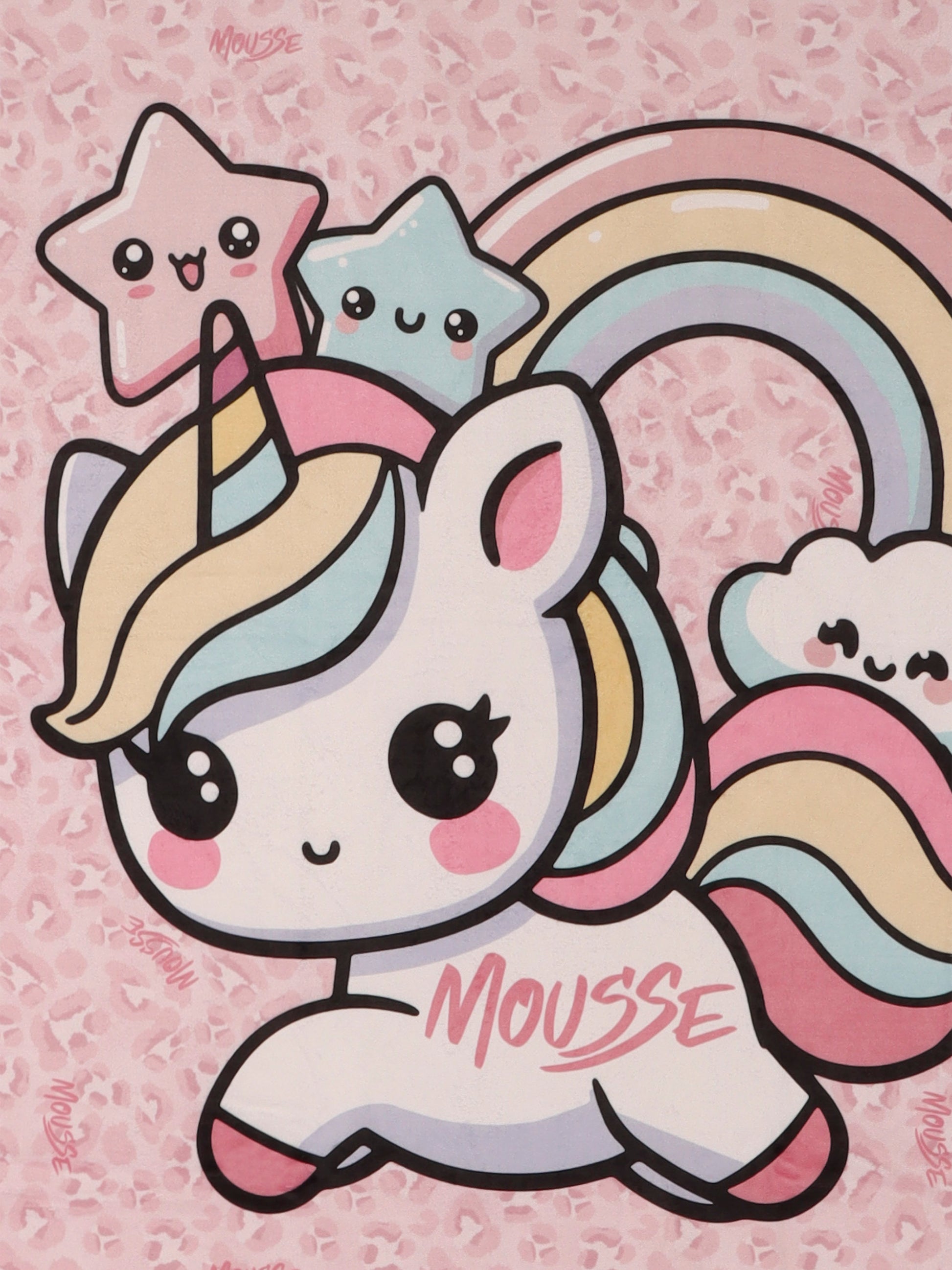 Telo mare rosa per bambina con unicorno e logo,Mousse Kids,SKTM372