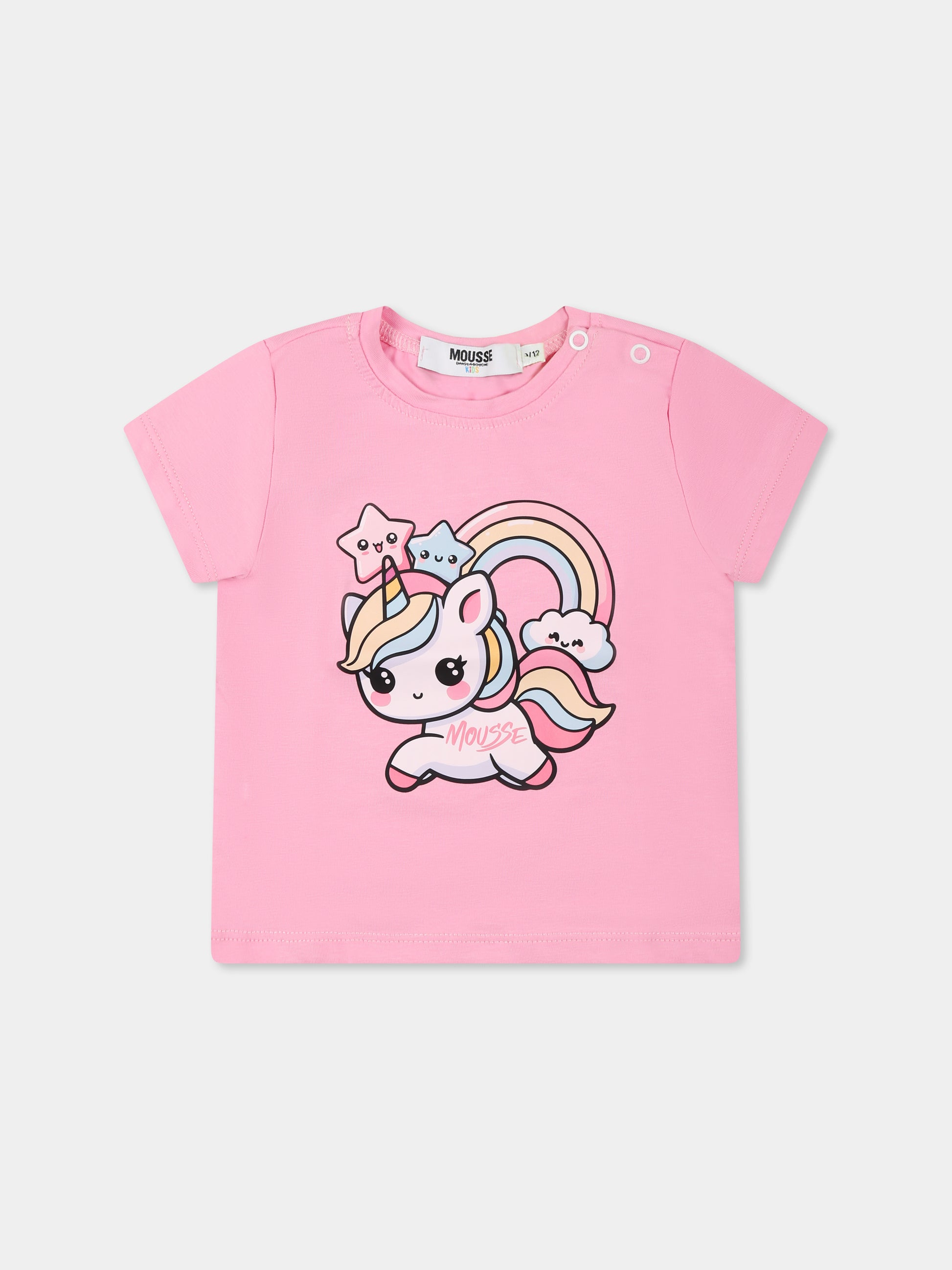 T-shirt rosa per neonata con unicorno,Mousse Kids,SKNTS372P
