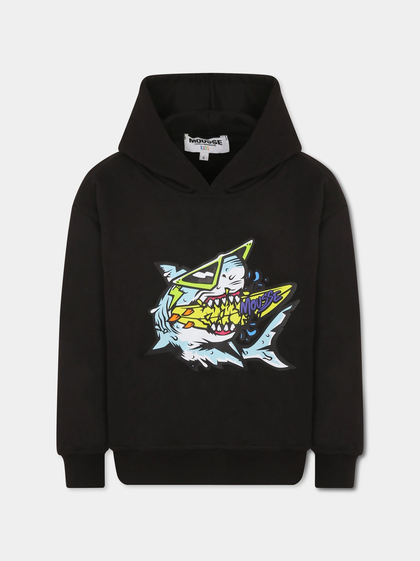 Felpa nera per bambino con squalo,Mousse Kids,SKHB382B
