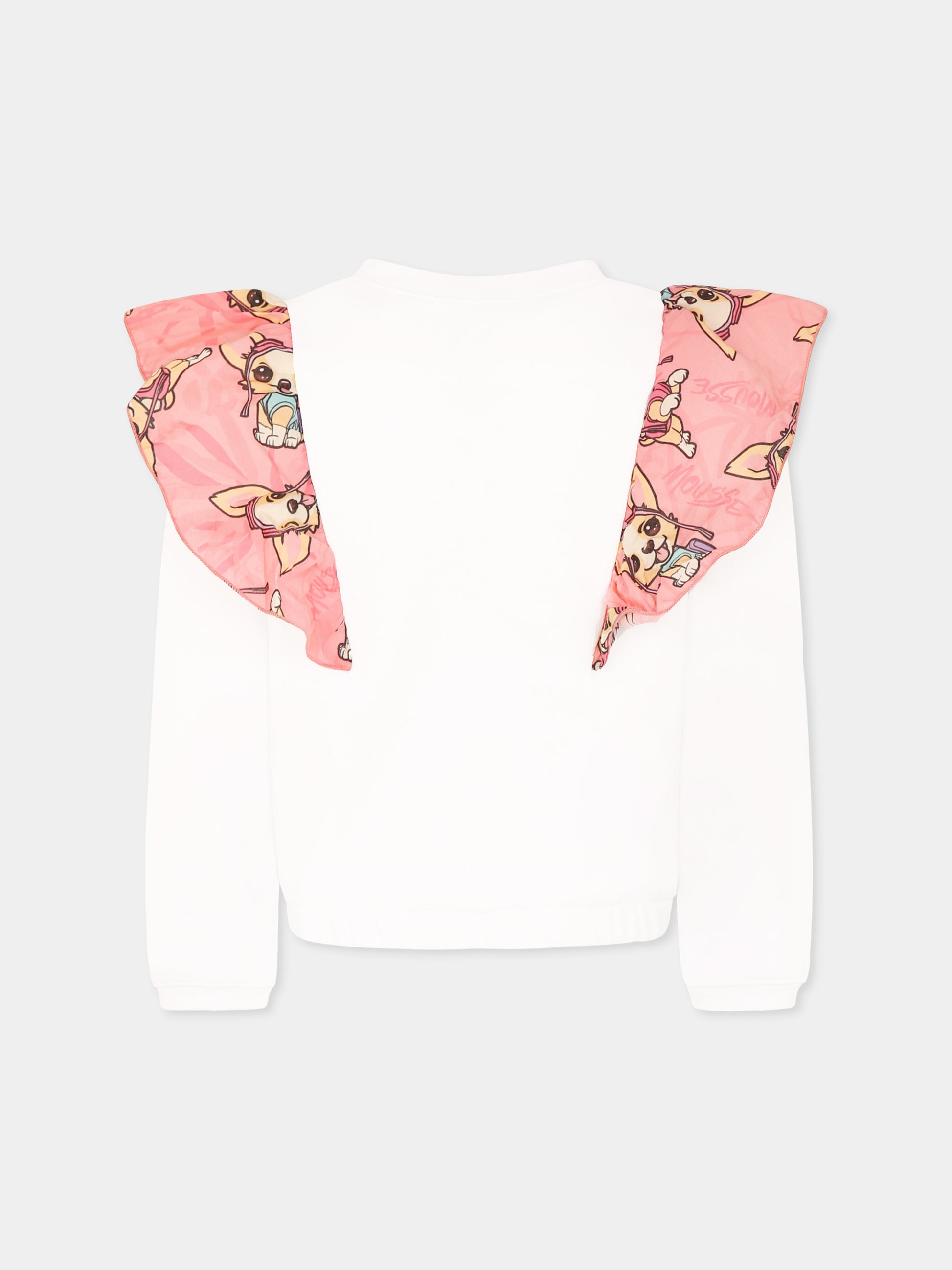 Felpa bianca per bambina con cagnolino,Mousse Kids,SKFRF373W