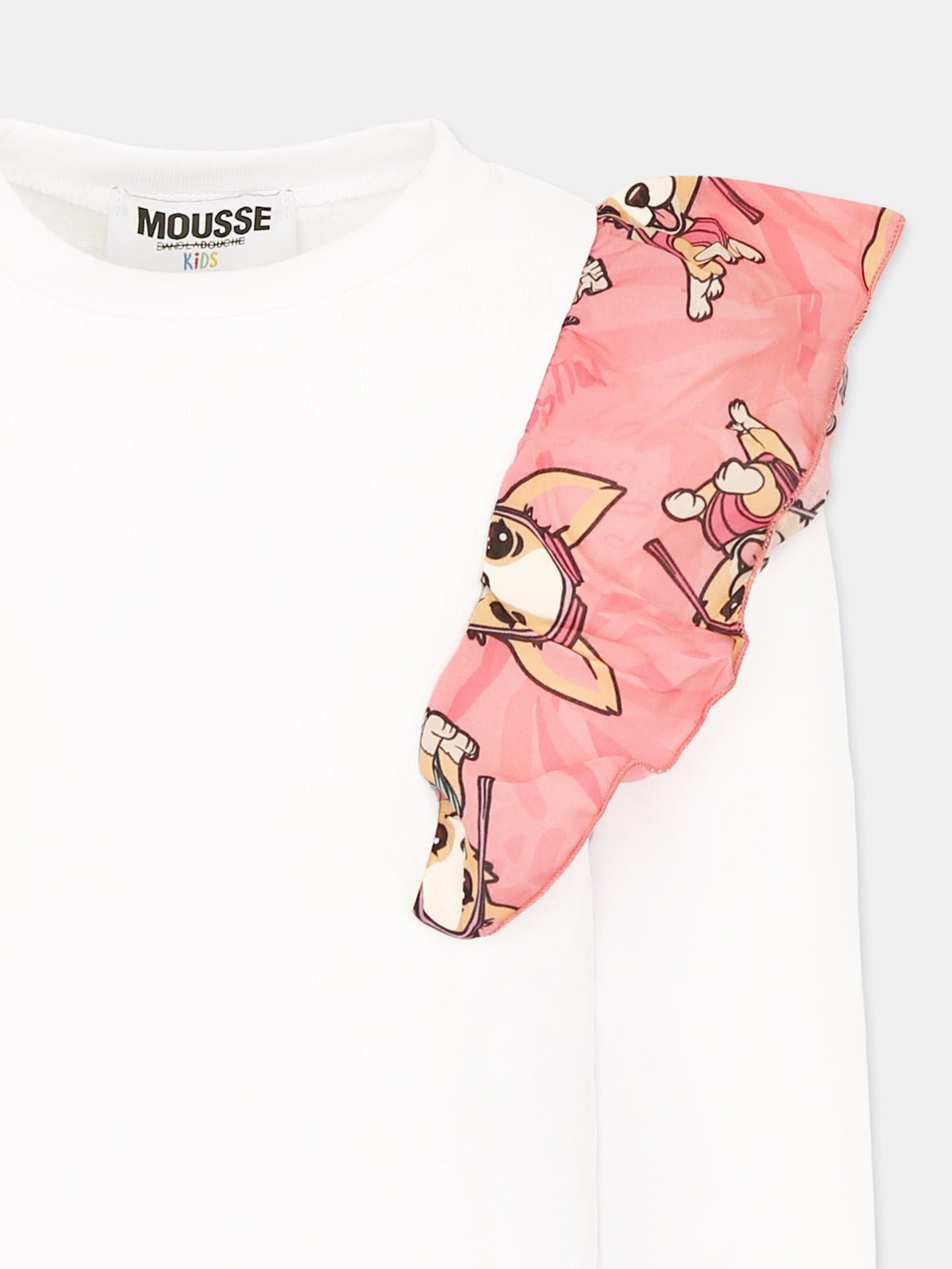 Felpa bianca per bambina con cagnolino,Mousse Kids,SKFRF373W