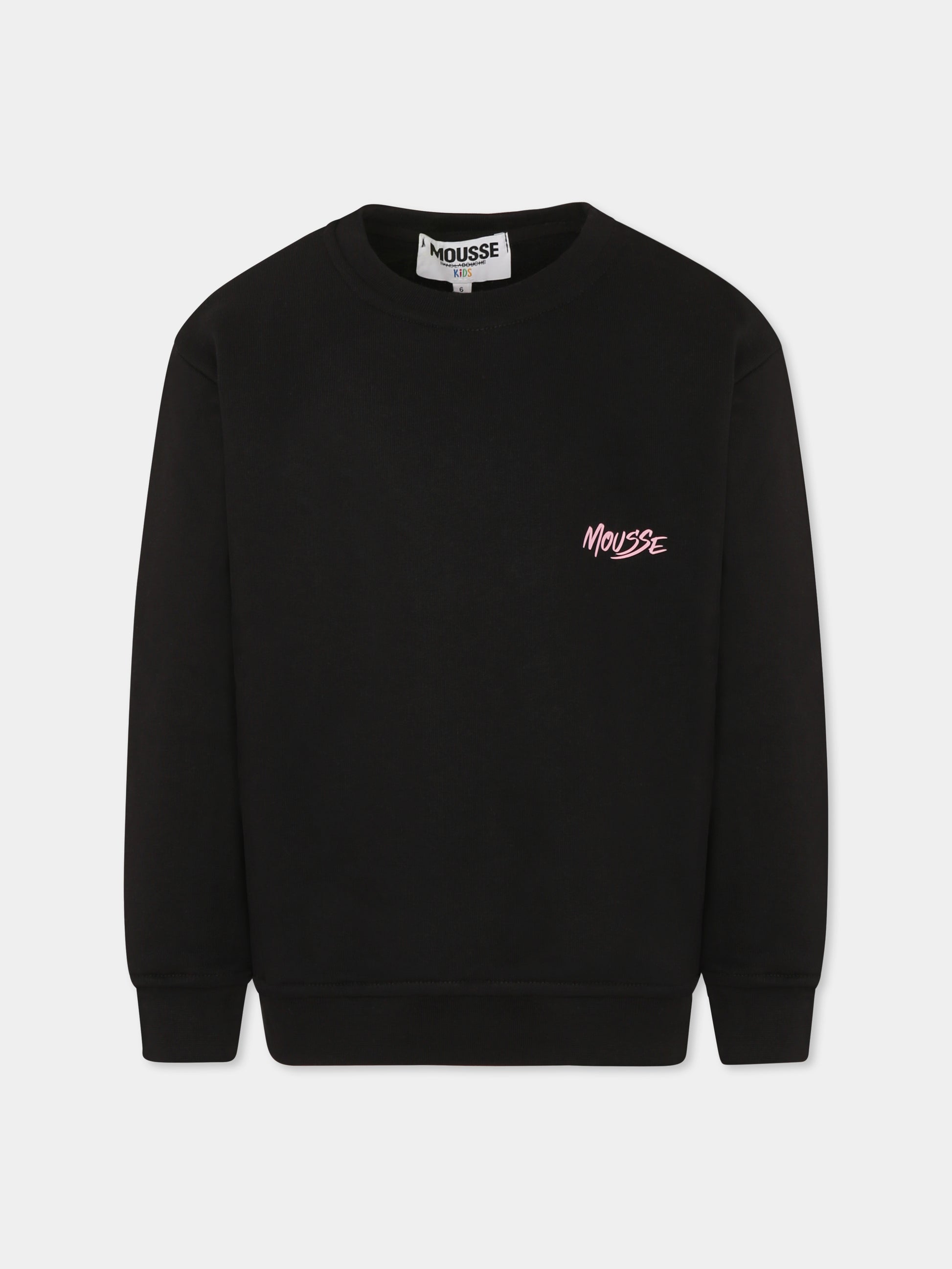 Felpa nera per bambina con logo,Mousse Kids,SKFGGB