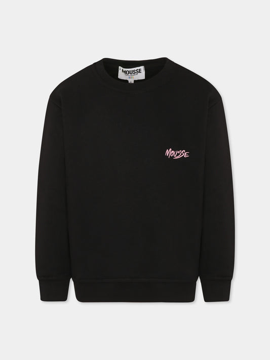 Felpa nera per bambina con logo,Mousse Kids,SKFGGB