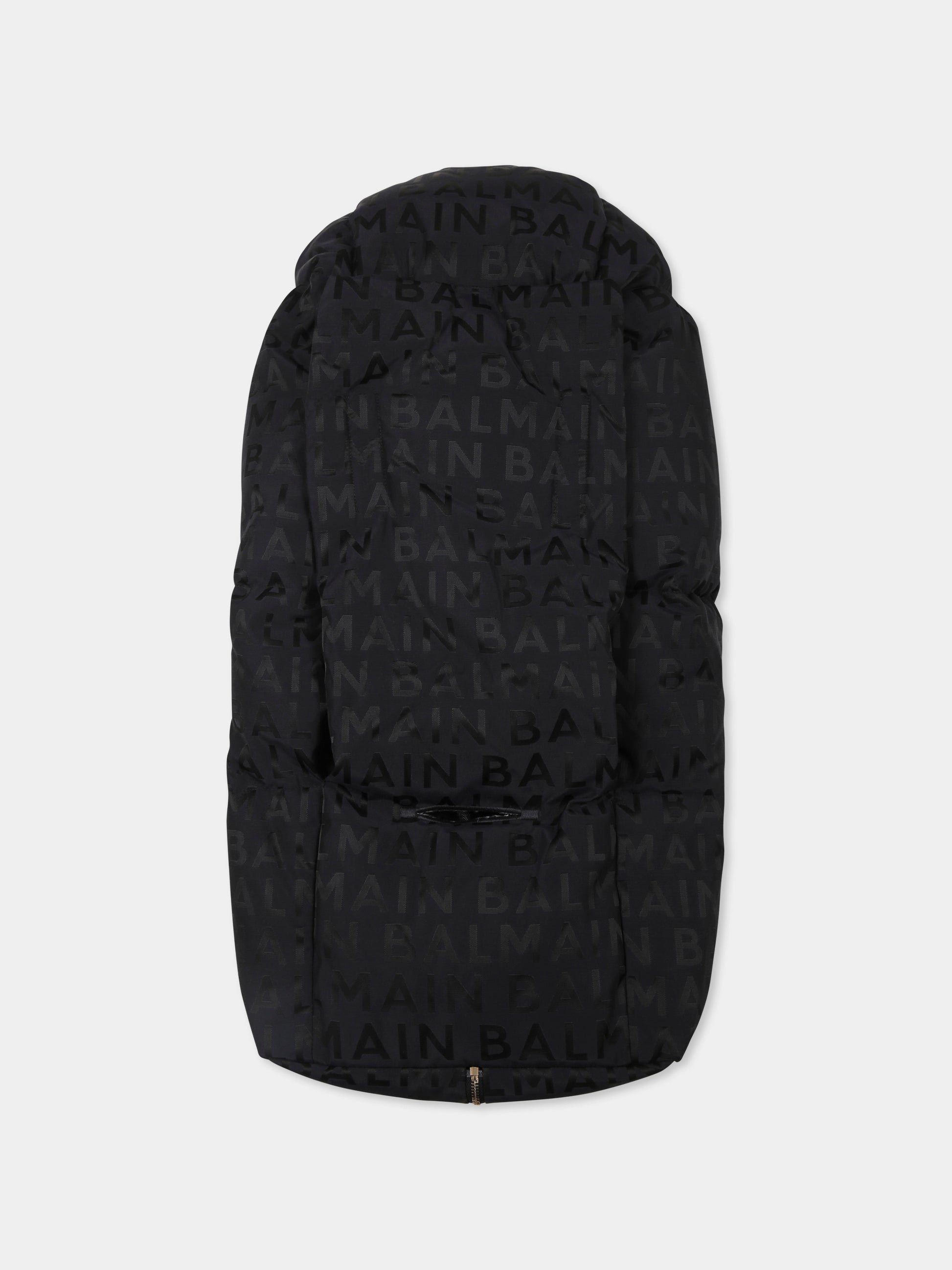 Sacco nanna nero per neonati con logo all over,Balmain Kids,BT0520 B0056 930