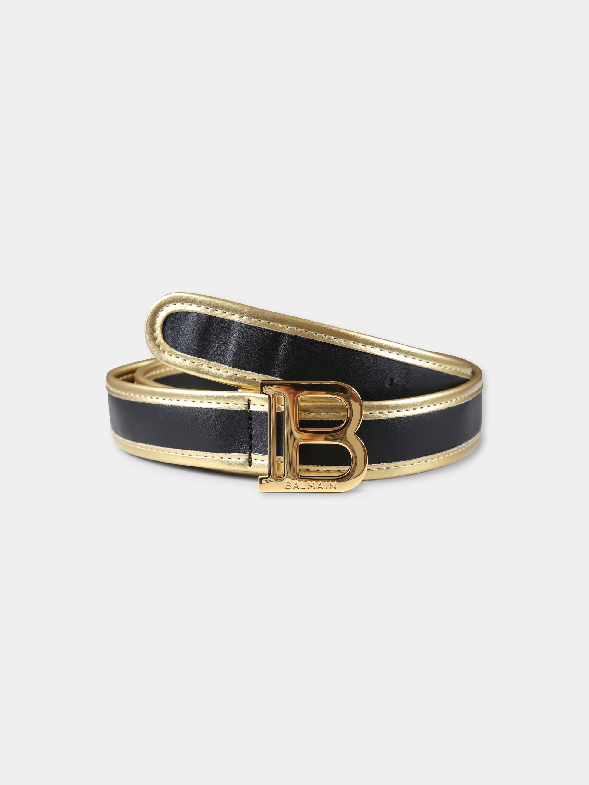 Cintura nera per bambina con logo,Balmain Kids,BT0Q61 Z0847 930OR
