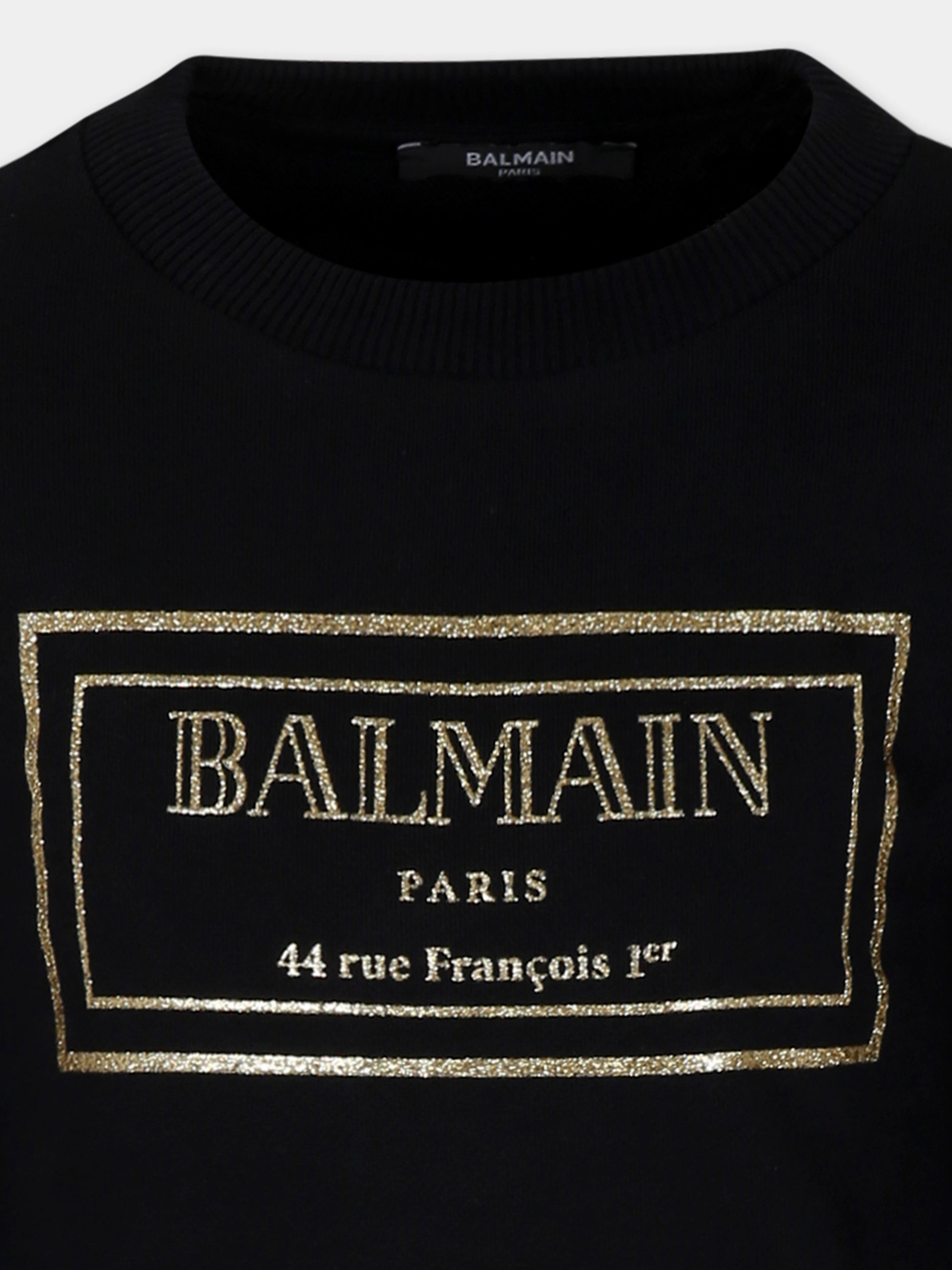 Vestito nero per bambina con logo,Balmain Kids,BT1C30 Z0081 930OR